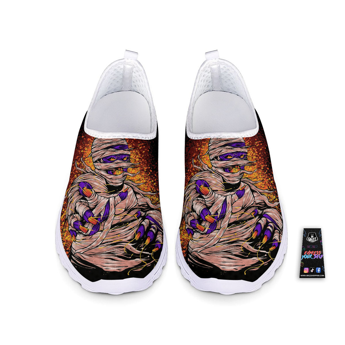 Mummy Halloween Print Nurse Shoes-grizzshop