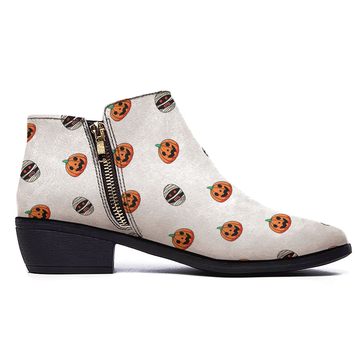 Mummy Halloween Print Pattern Ankle Boots-grizzshop