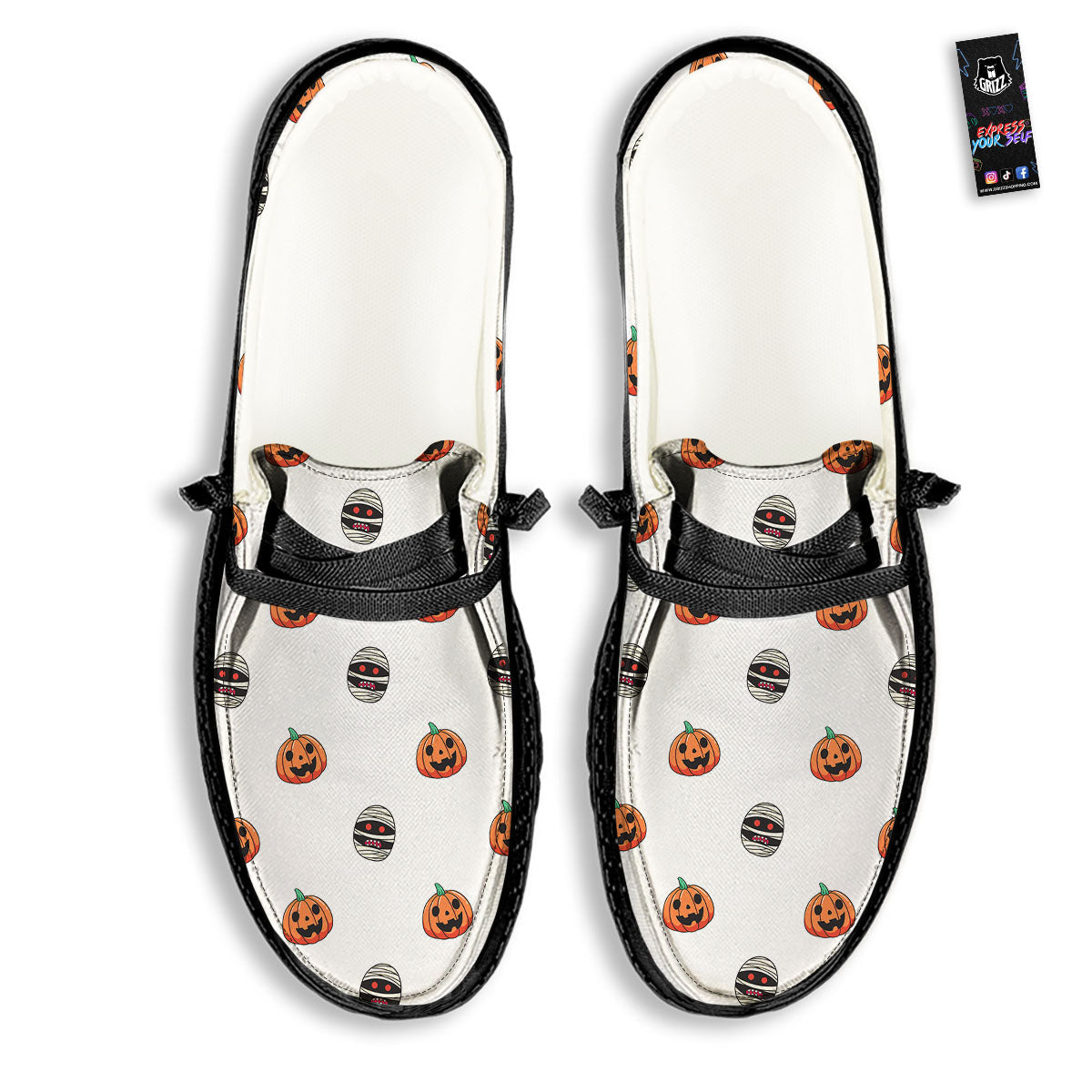 Mummy Halloween Print Pattern Black Loafers-grizzshop