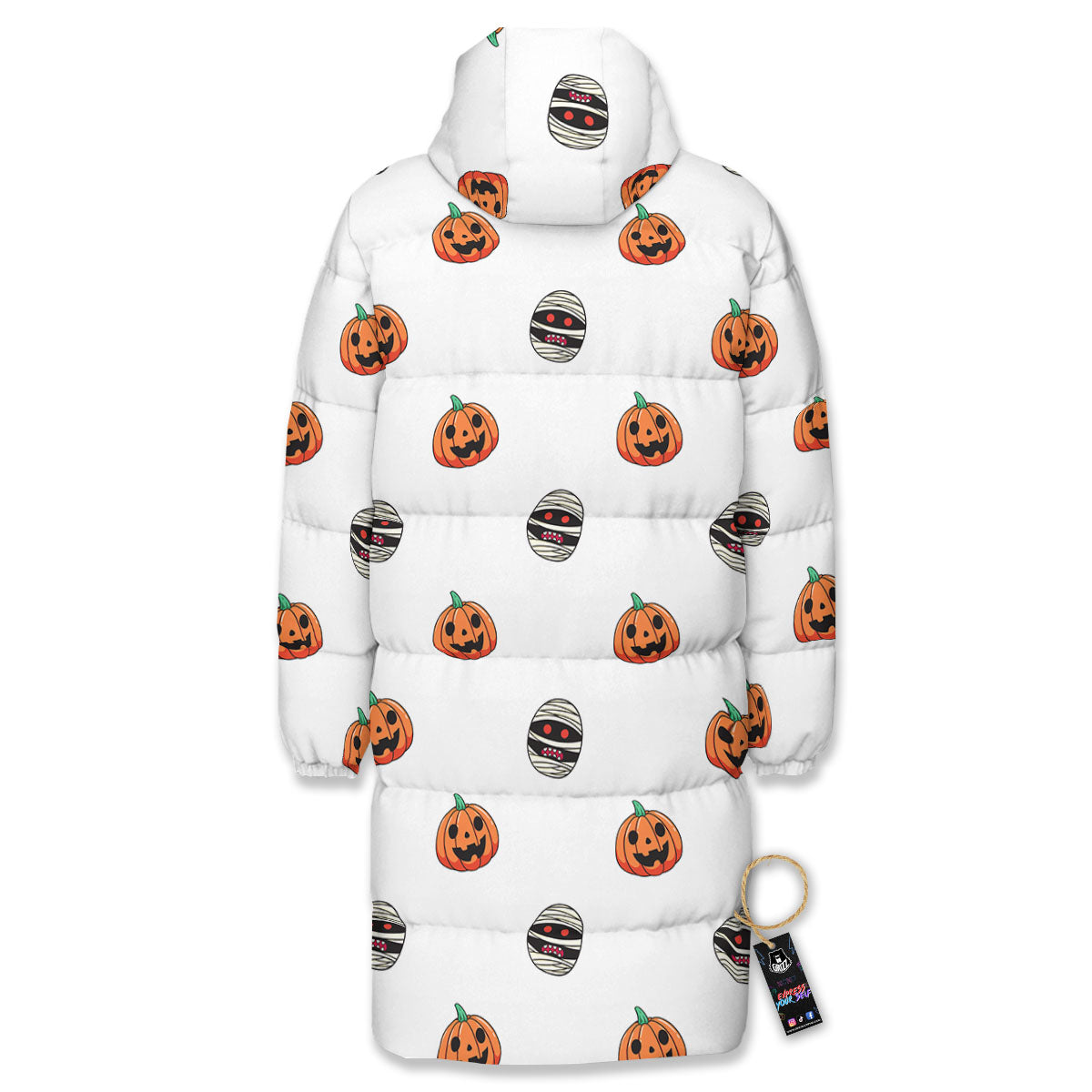 Mummy Halloween Print Pattern Long Down Jacket-grizzshop