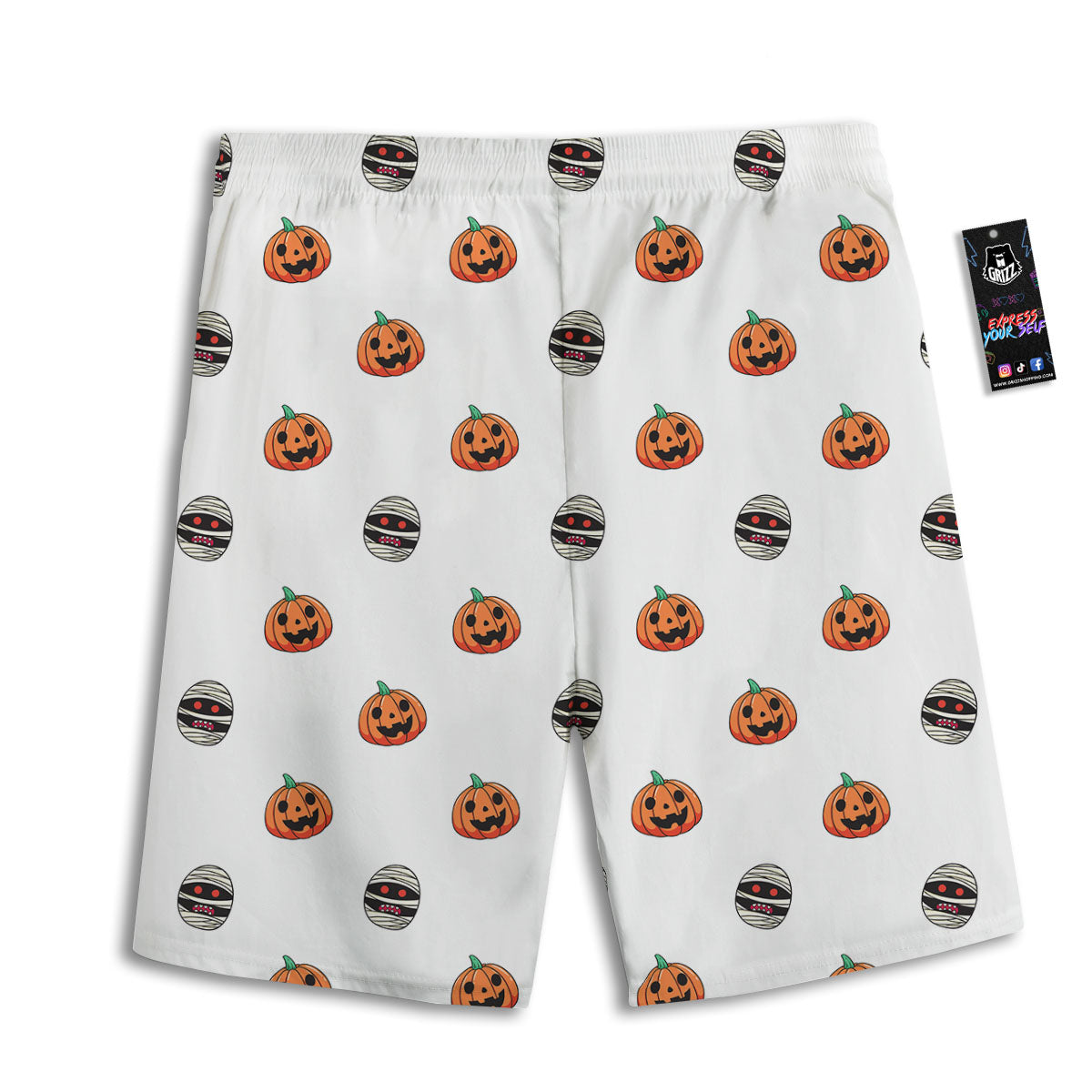 Mummy Halloween Print Pattern Men's Athletic Shorts