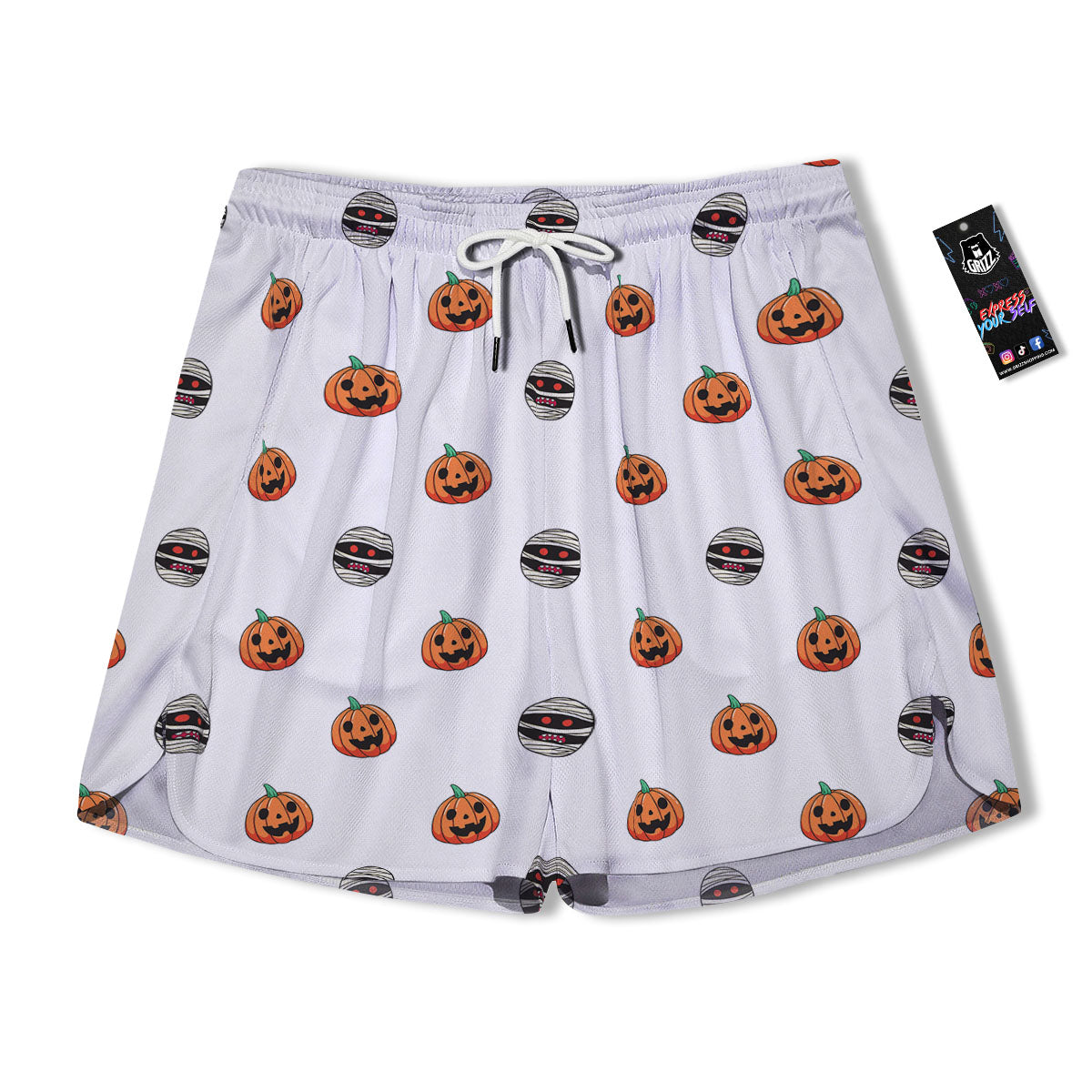 Mummy Halloween Print Pattern Men's Running Shorts-grizzshop