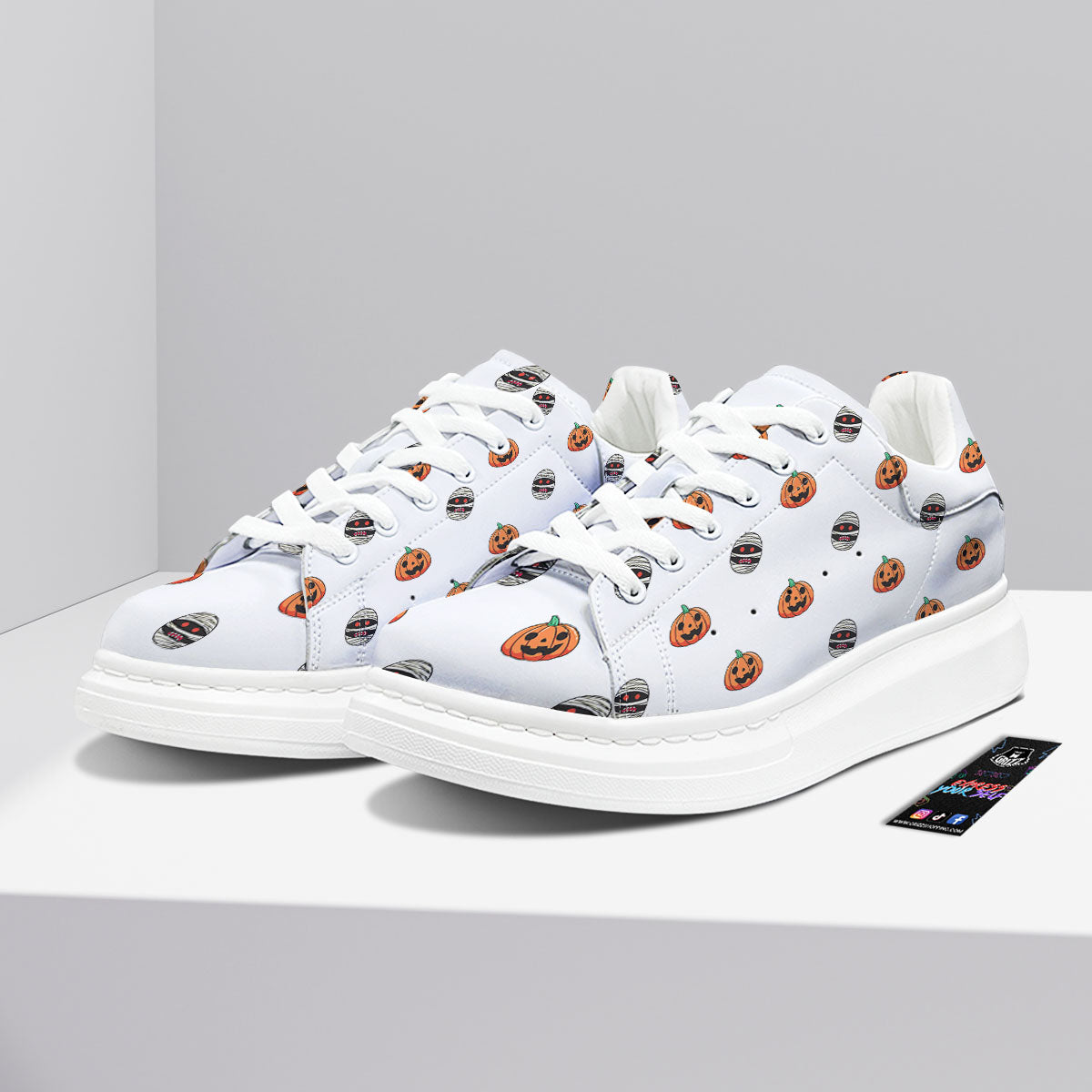 Mummy Halloween Print Pattern Platform Shoes-grizzshop