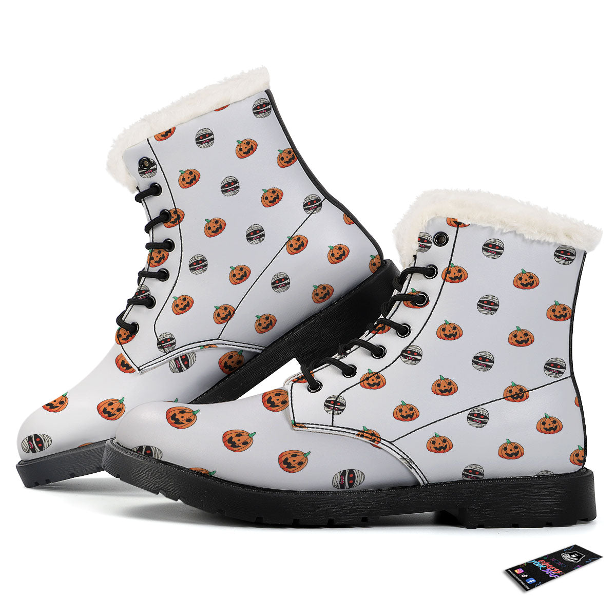 Mummy Halloween Print Pattern Winter Boots-grizzshop
