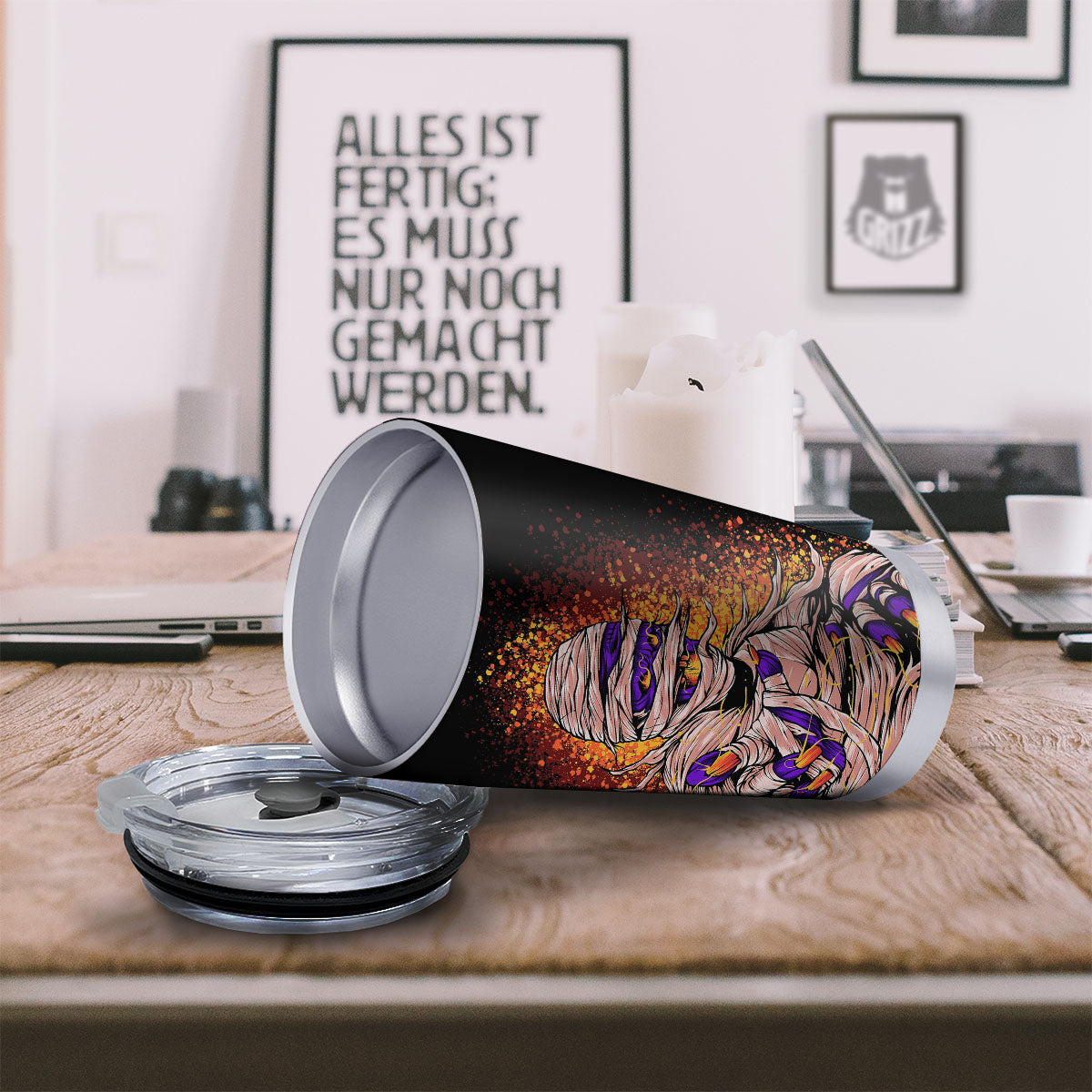 Mummy Halloween Print Tumbler-grizzshop