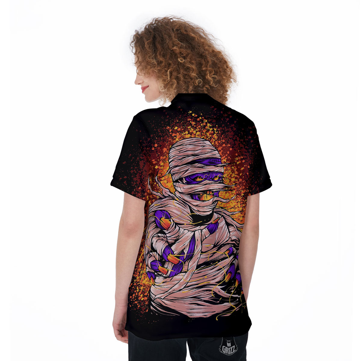 Mummy Halloween Print Women's Golf Shirts-grizzshop