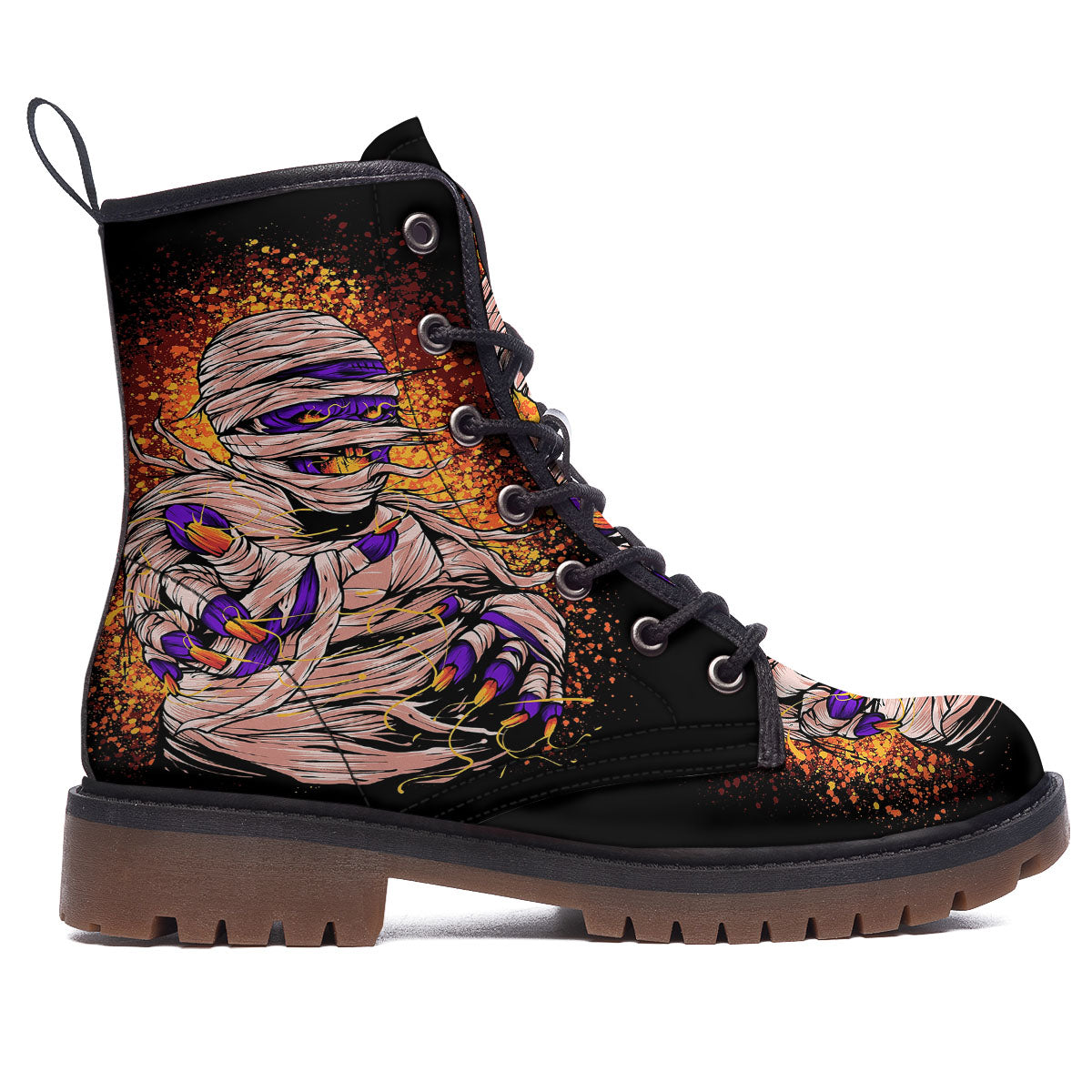 Mummy Halloween Print Work Boots-grizzshop