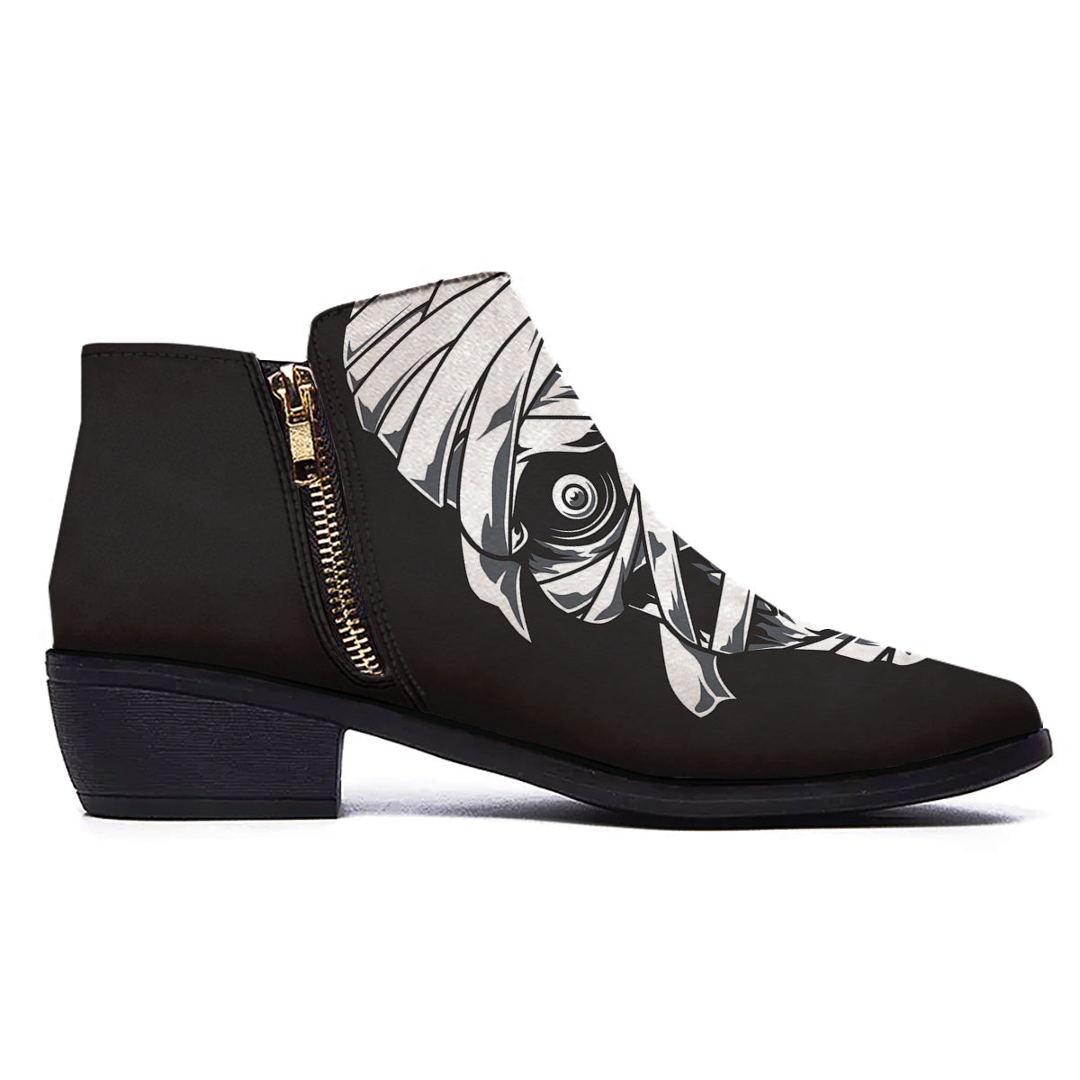 Mummy Head Print Ankle Boots-grizzshop