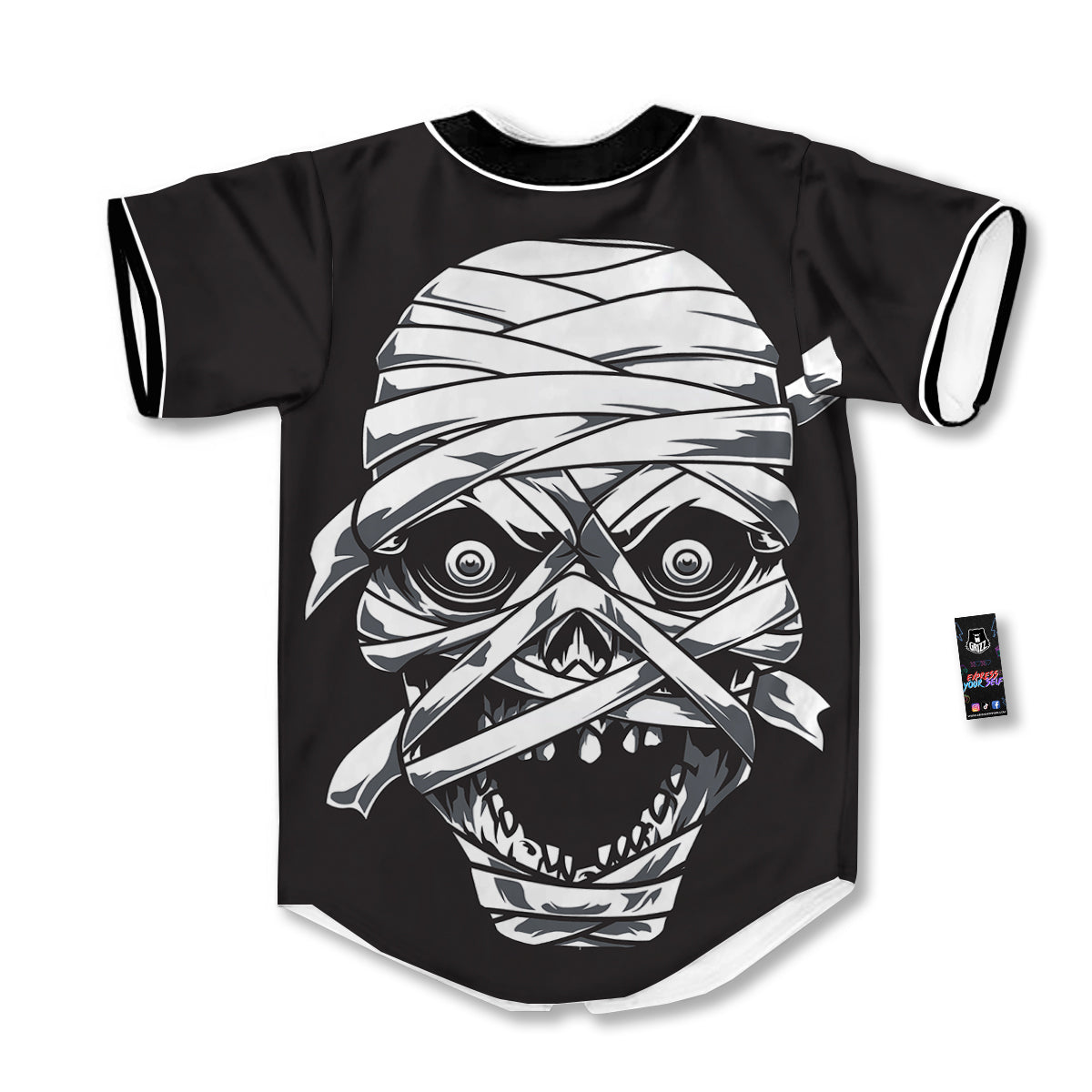 Mummy Head Print Baseball Jersey-grizzshop