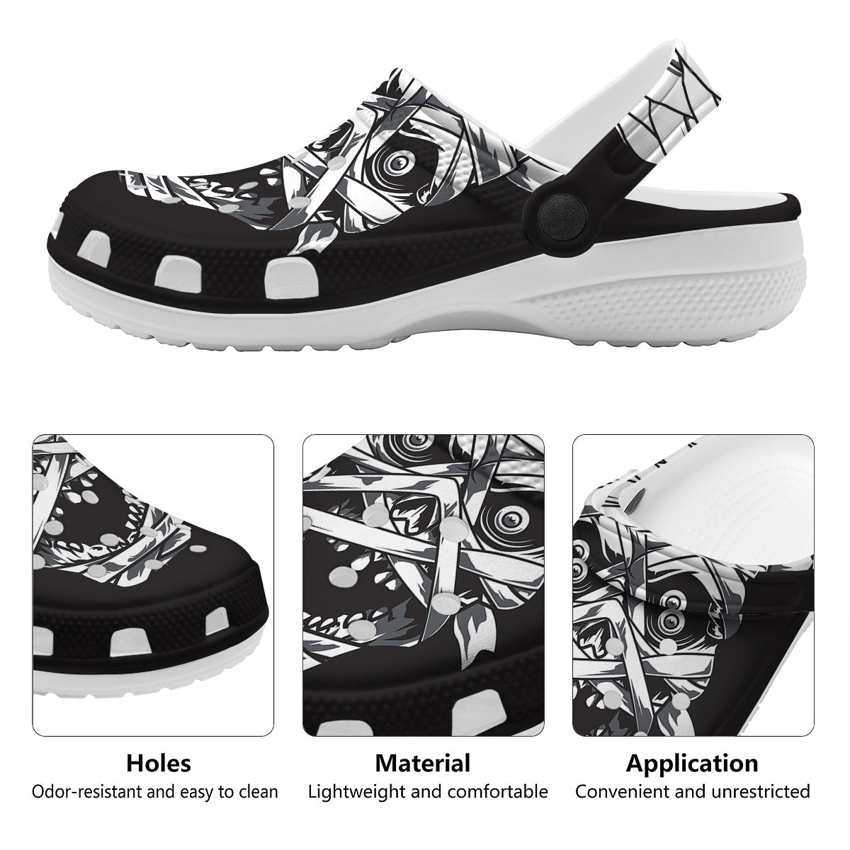 Mummy Head Print Clog-grizzshop