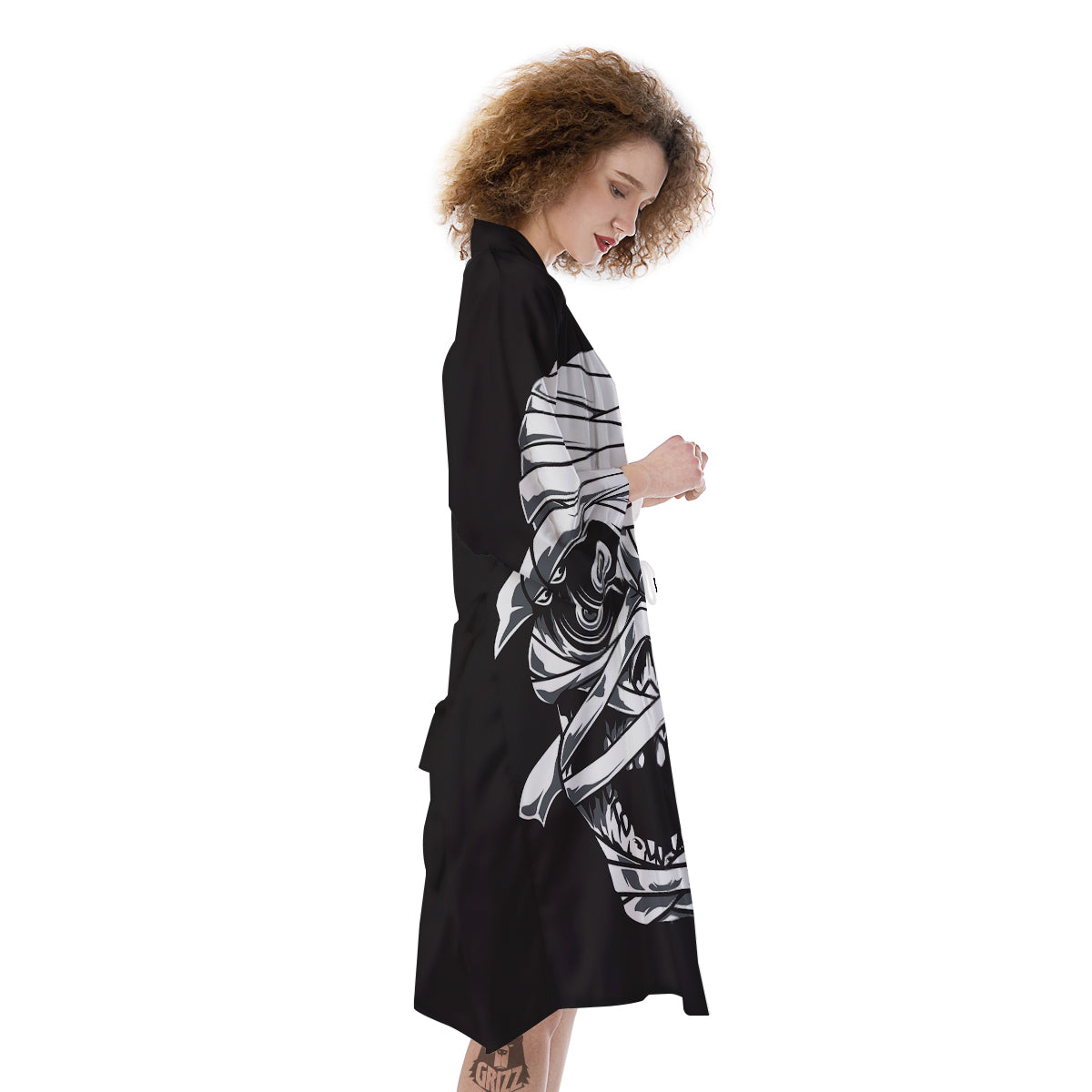 Mummy Head Print Kimono-grizzshop