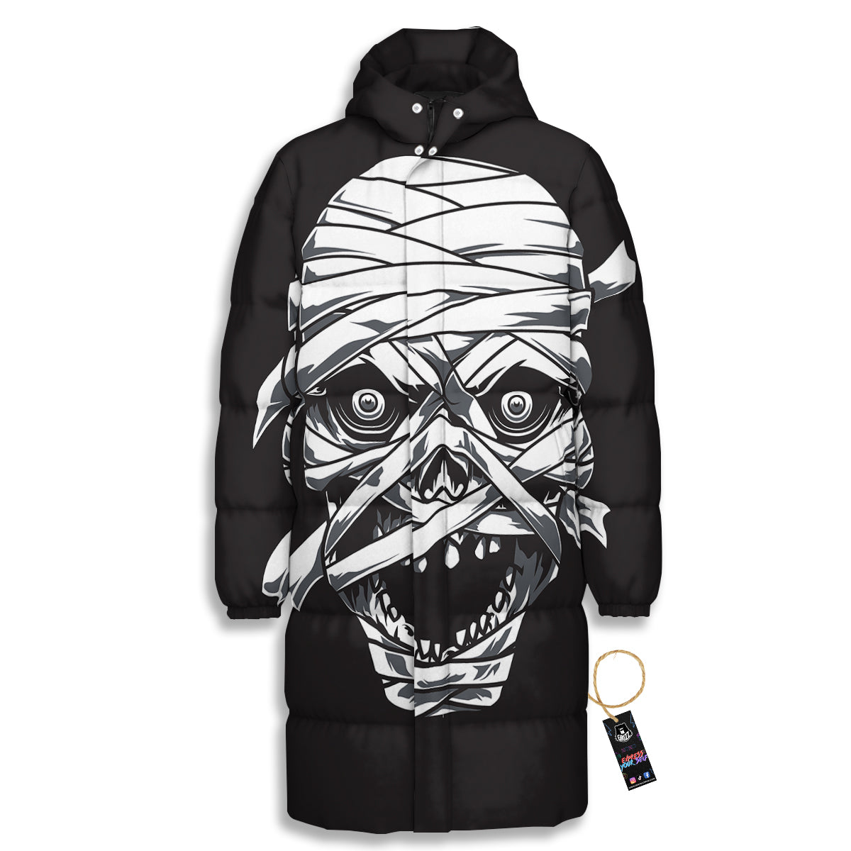 Mummy Head Print Long Down Jacket-grizzshop