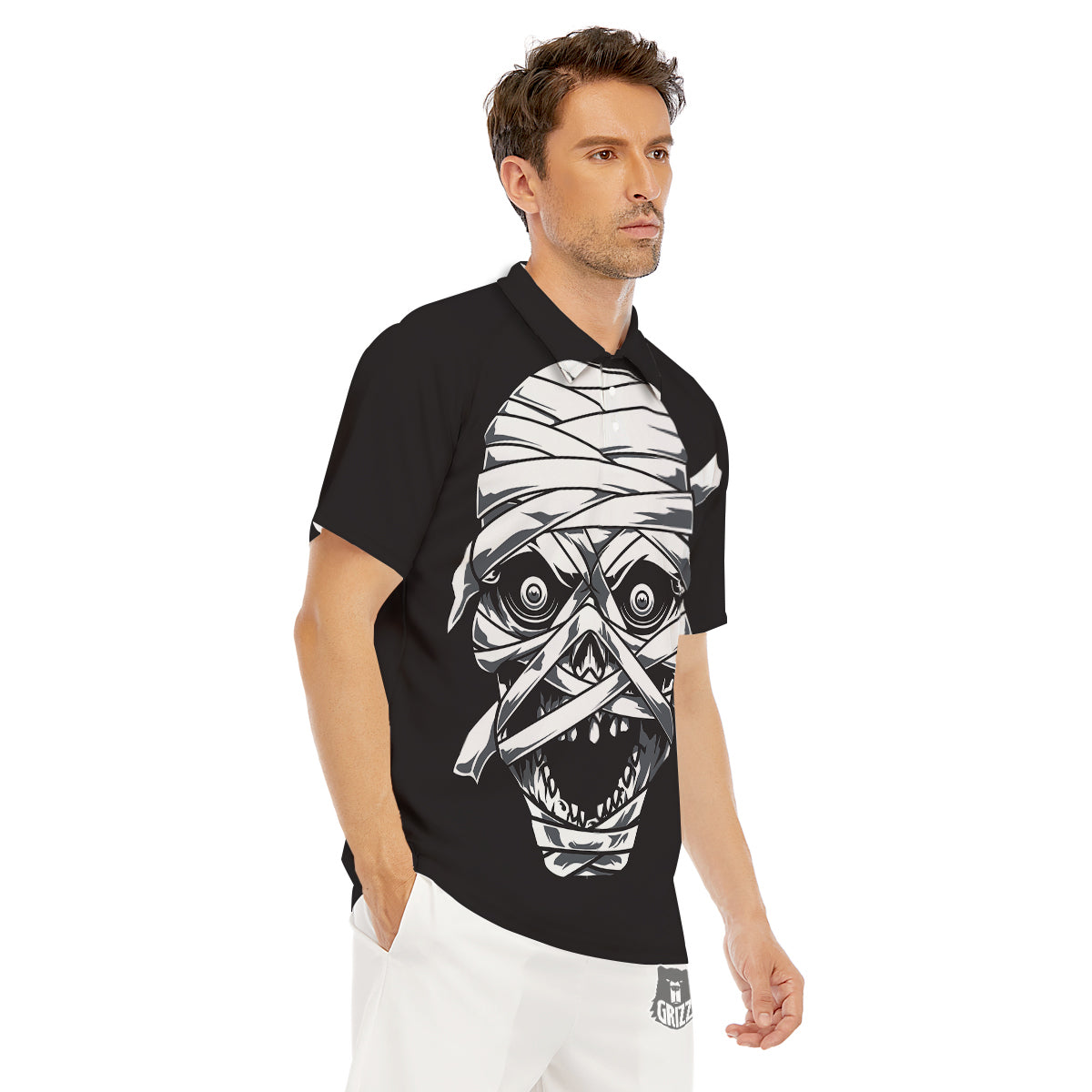 Mummy Head Print Men's Golf Shirts-grizzshop
