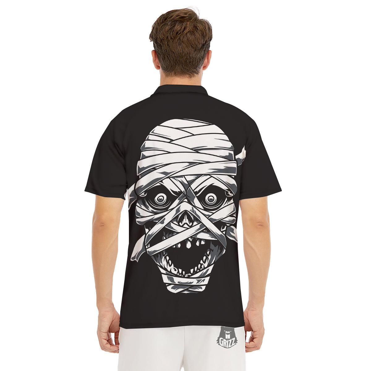 Mummy Head Print Men's Golf Shirts-grizzshop