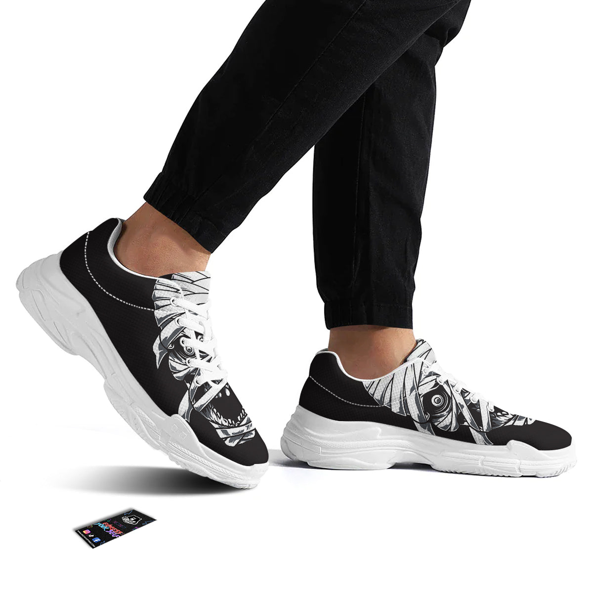 Mummy Head Print White Chunky Shoes-grizzshop