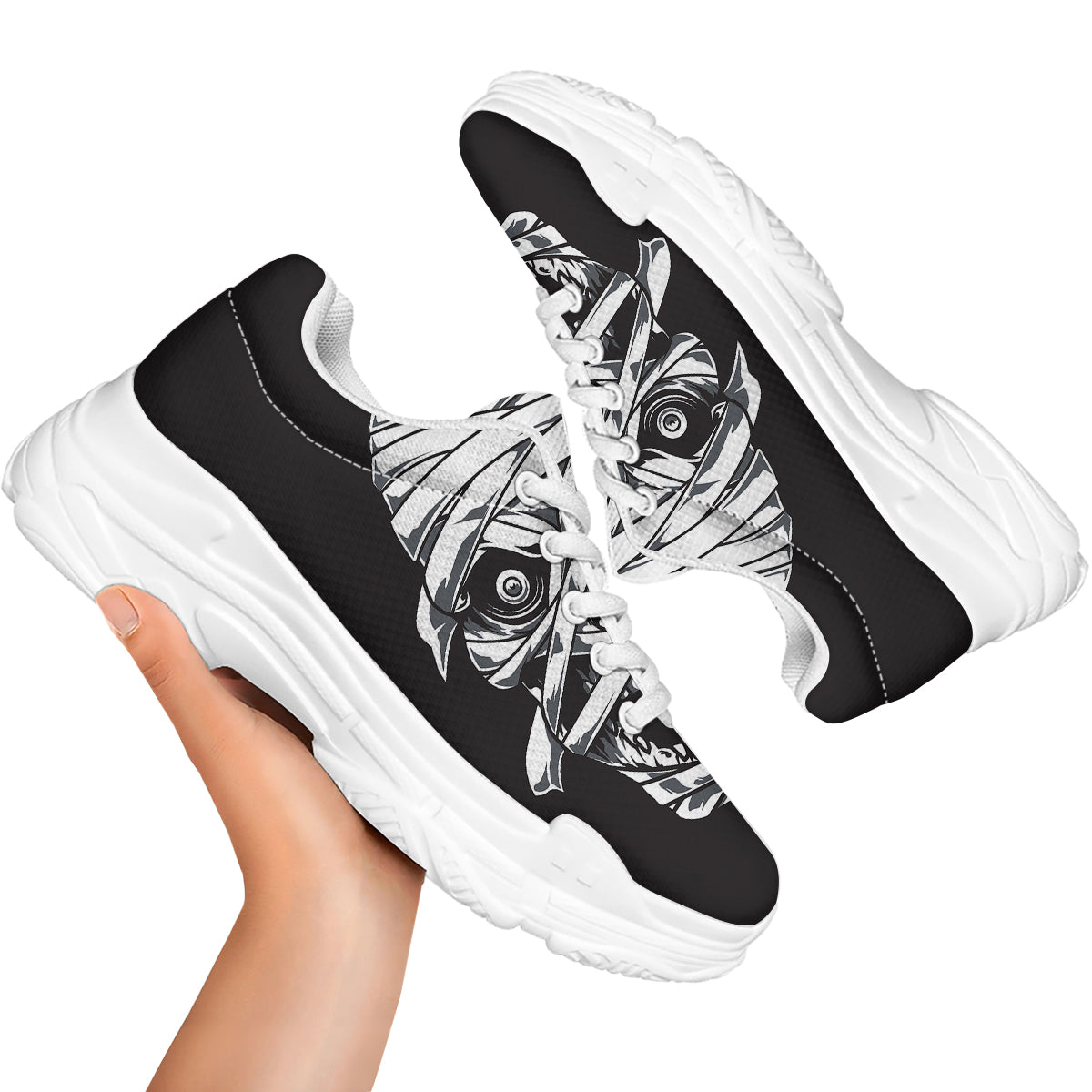 Mummy Head Print White Chunky Shoes-grizzshop