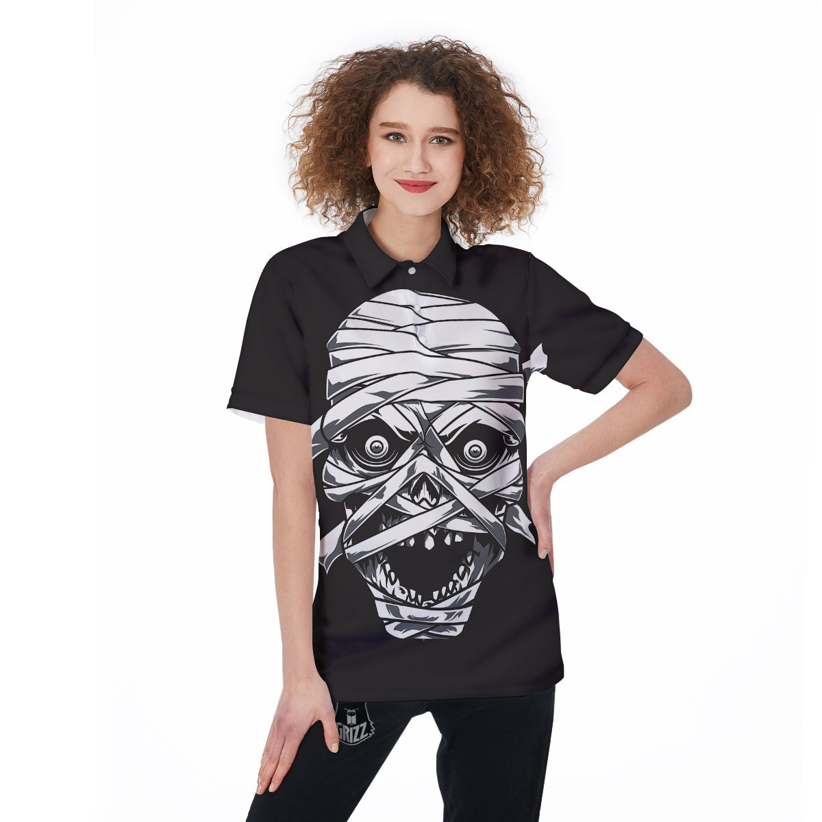 Mummy Head Print Women's Golf Shirts-grizzshop