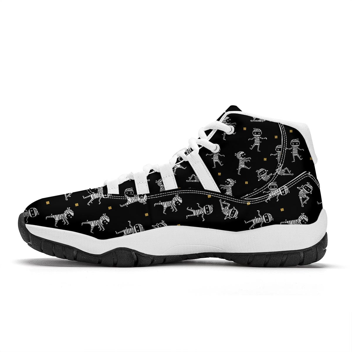 Mummy Pattern Print White Bball Shoes-grizzshop
