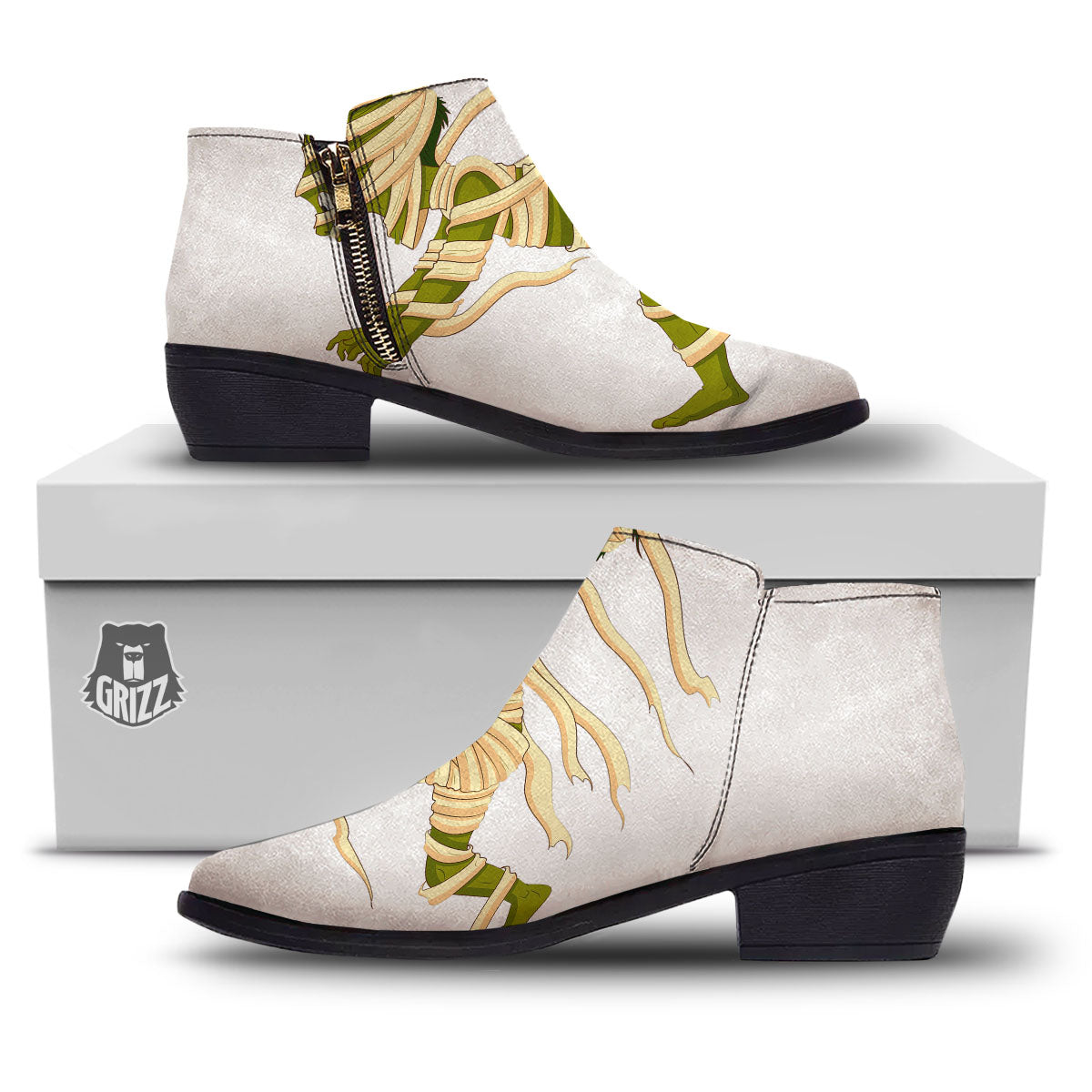 Mummy Running Print Ankle Boots-grizzshop