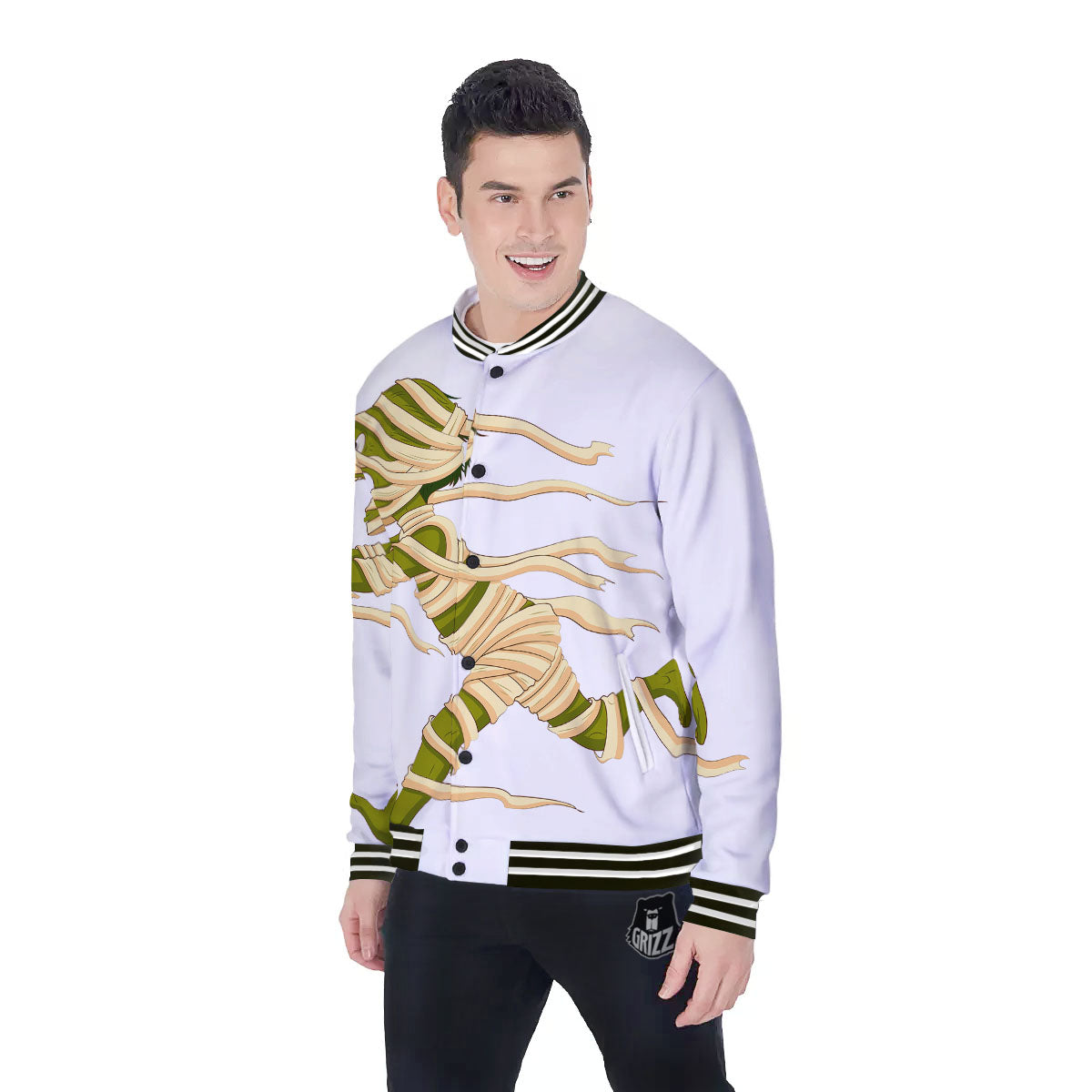 Mummy Running Print Baseball Jacket-grizzshop