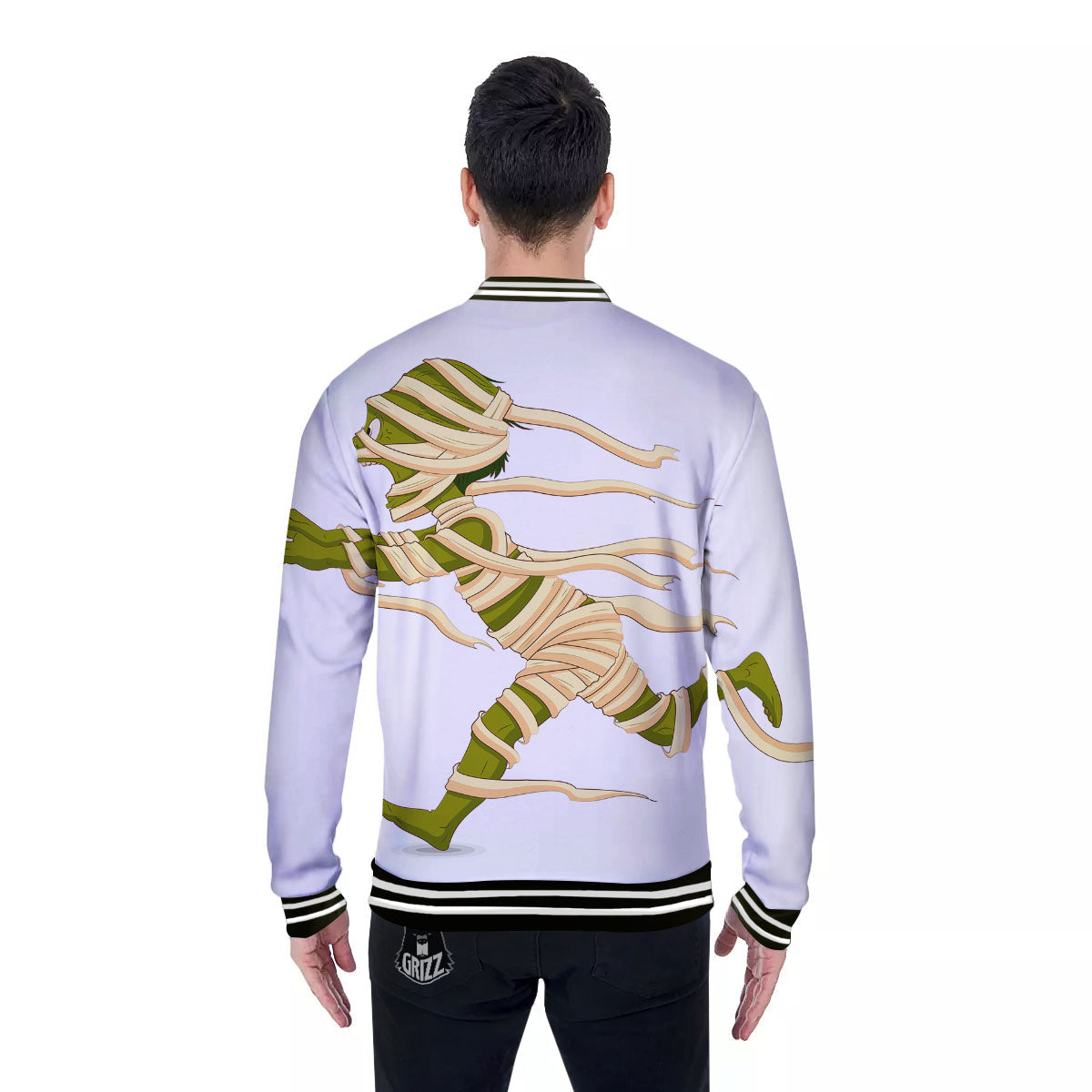 Mummy Running Print Baseball Jacket-grizzshop