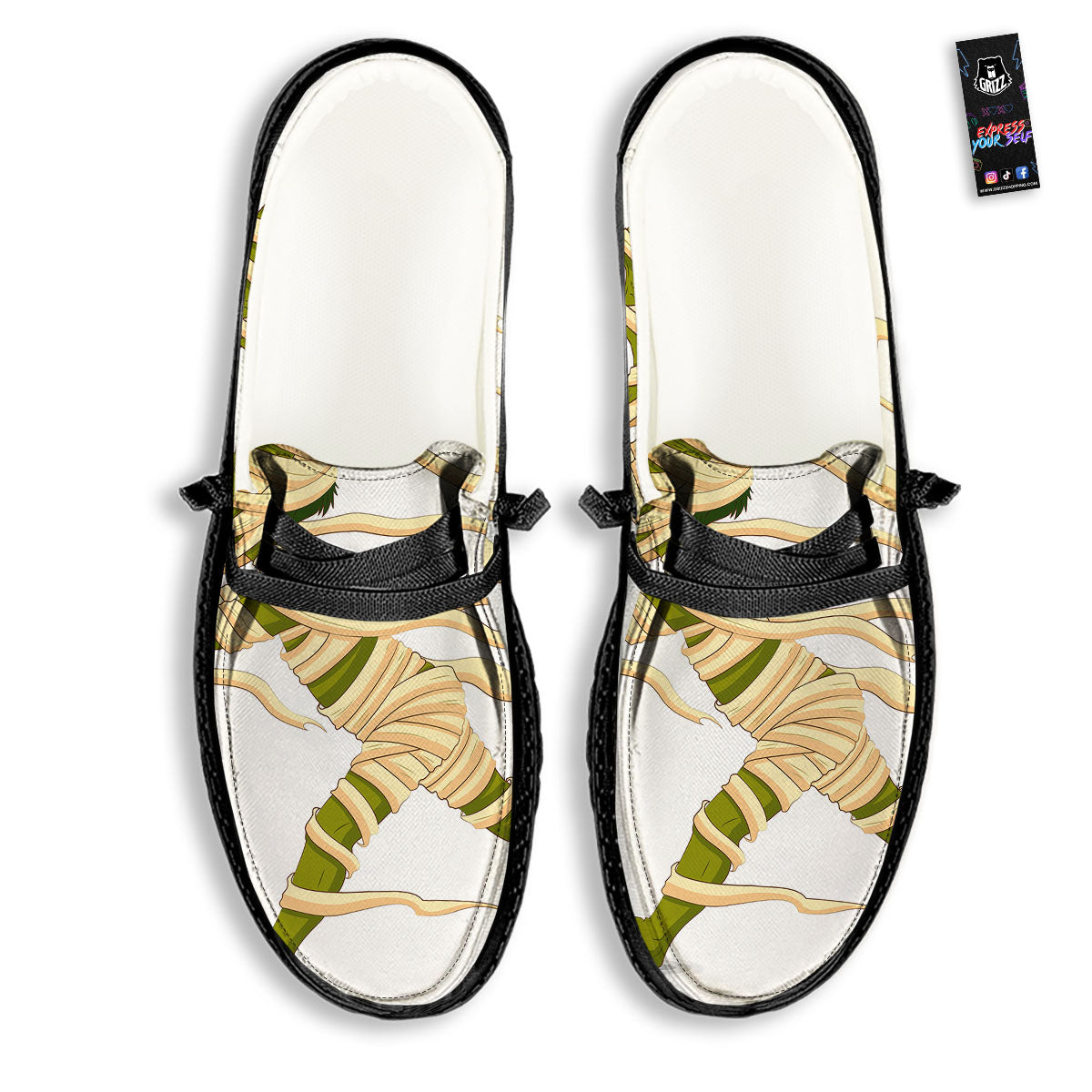 Mummy Running Print Black Loafers-grizzshop