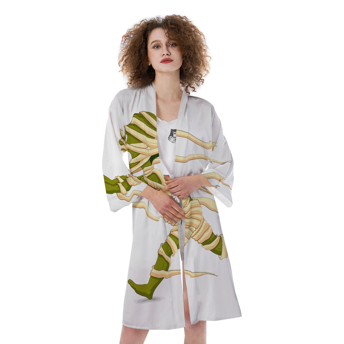 Mummy Running Print Kimono-grizzshop