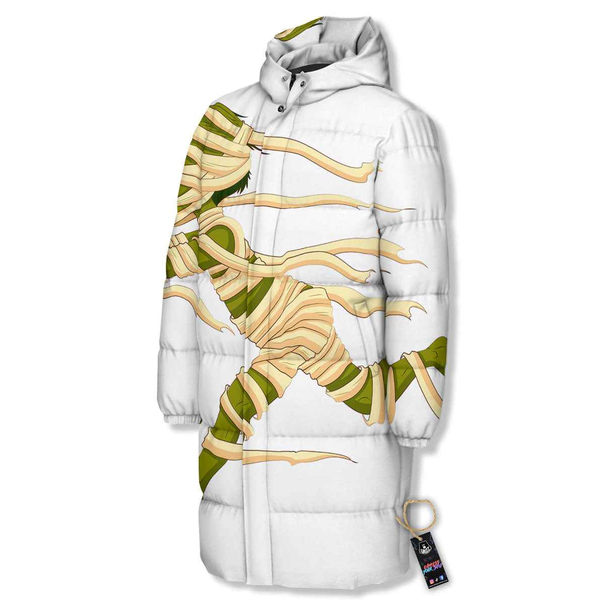 Mummy Running Print Long Down Jacket-grizzshop