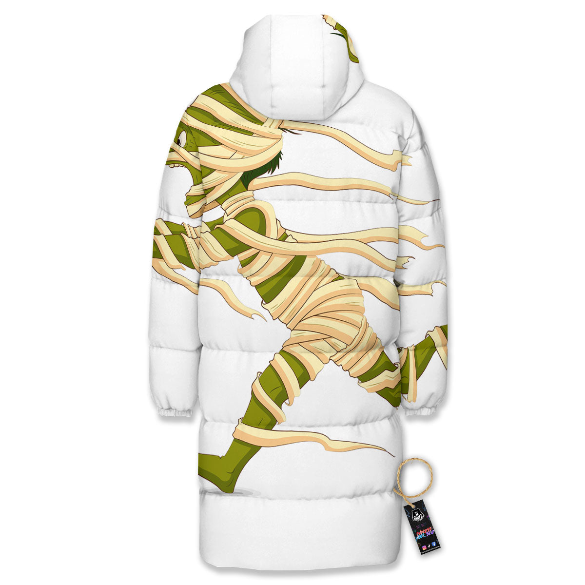 Mummy Running Print Long Down Jacket-grizzshop