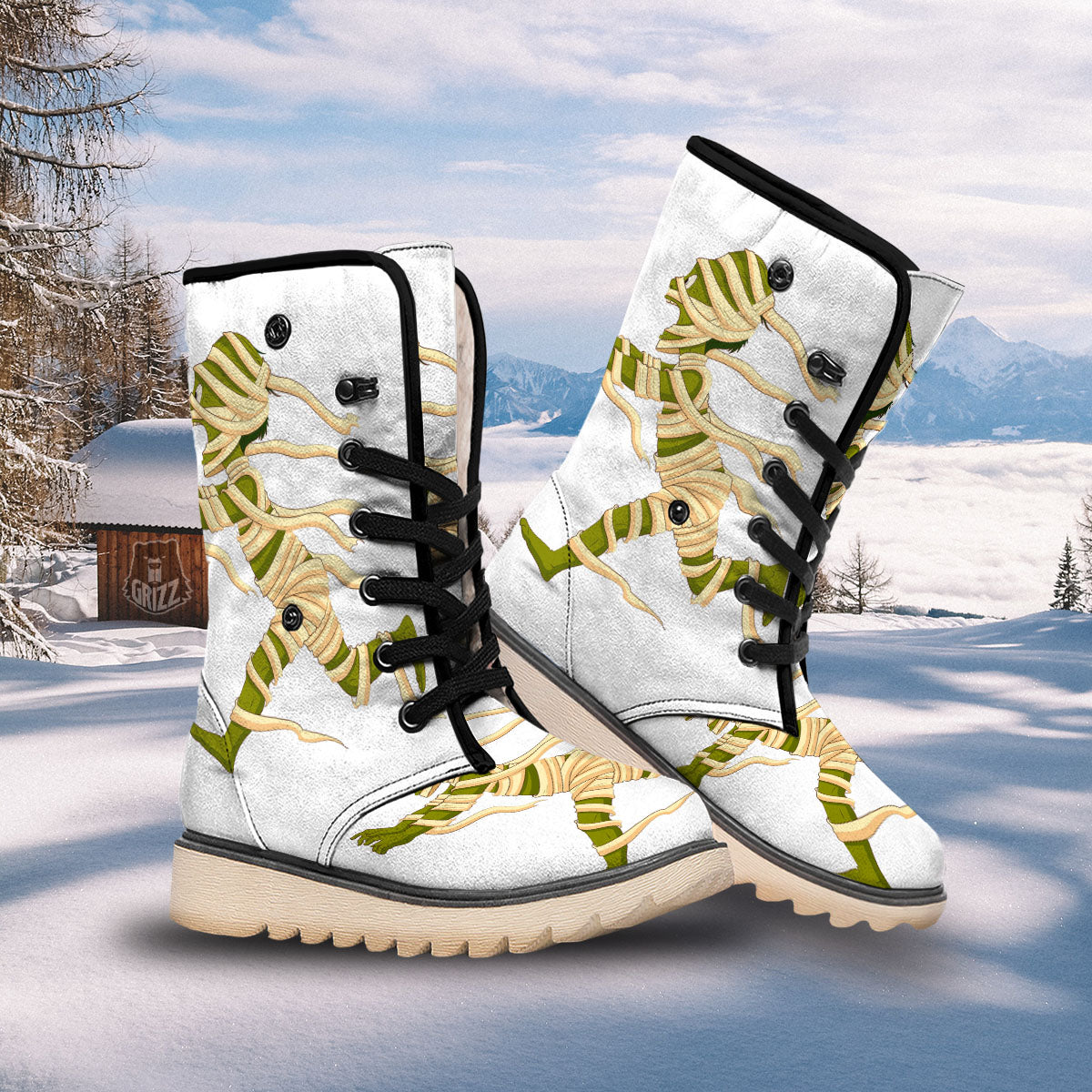 Mummy Running Print Snow Boots-grizzshop