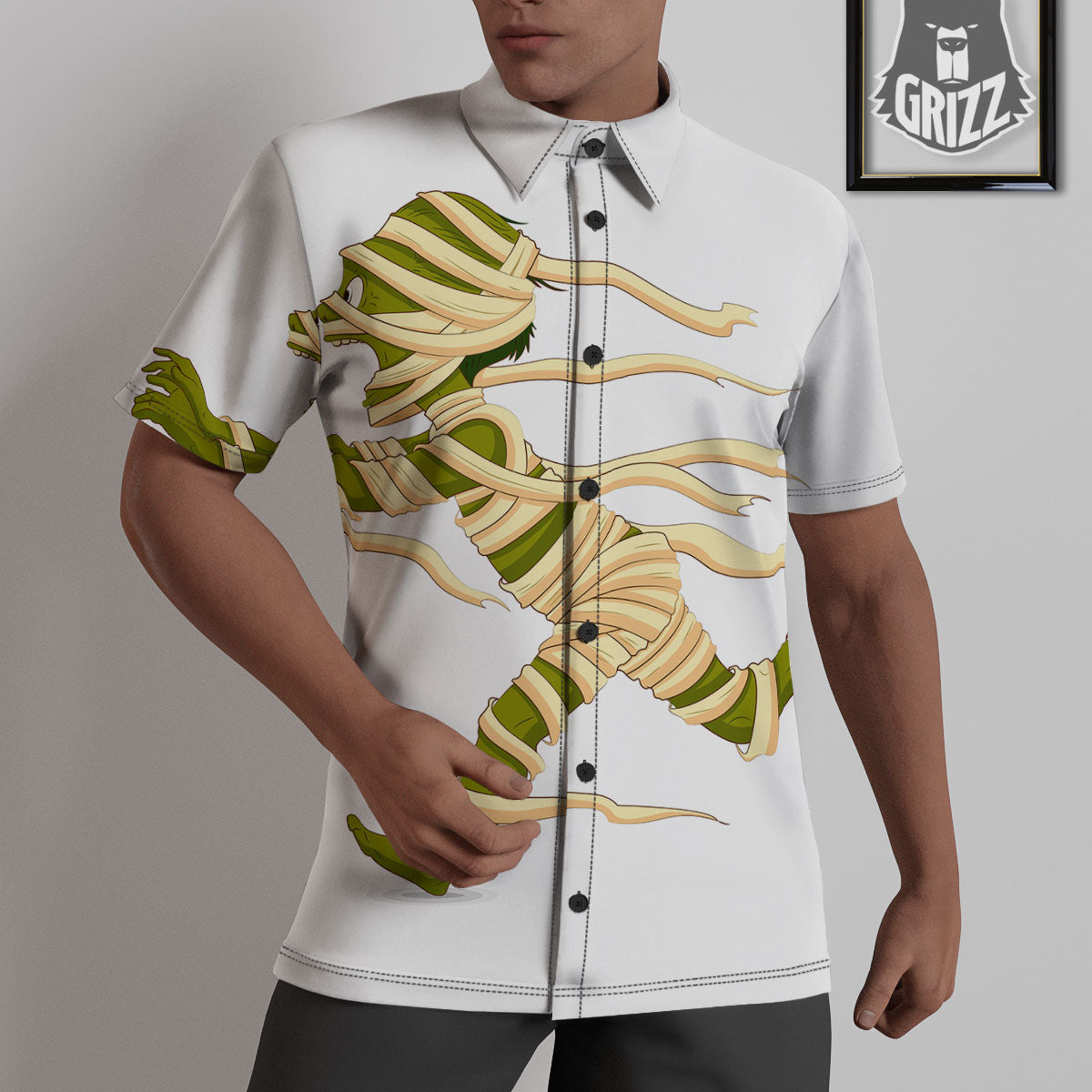 Mummy Running Print Untucked Shirts-grizzshop