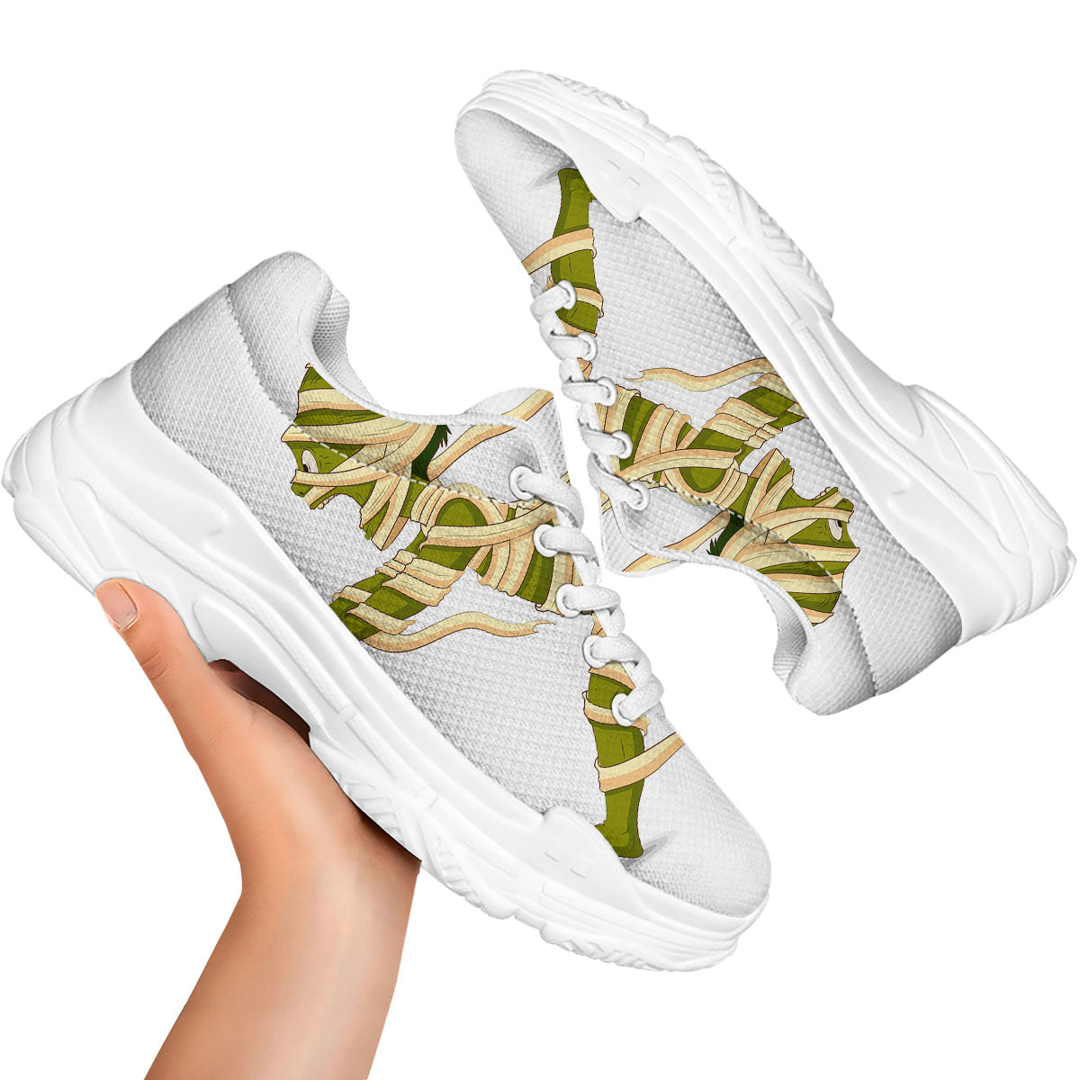 Mummy Running Print White Chunky Shoes-grizzshop