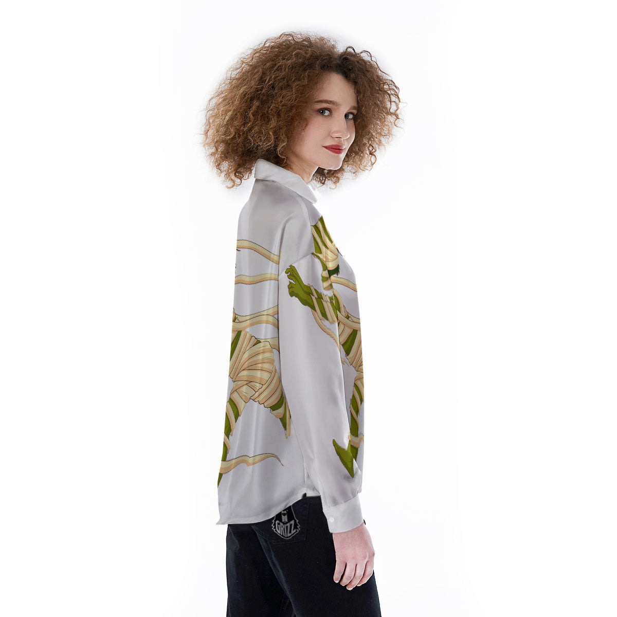 Mummy Running Print Women's Long Sleeve Shirts-grizzshop