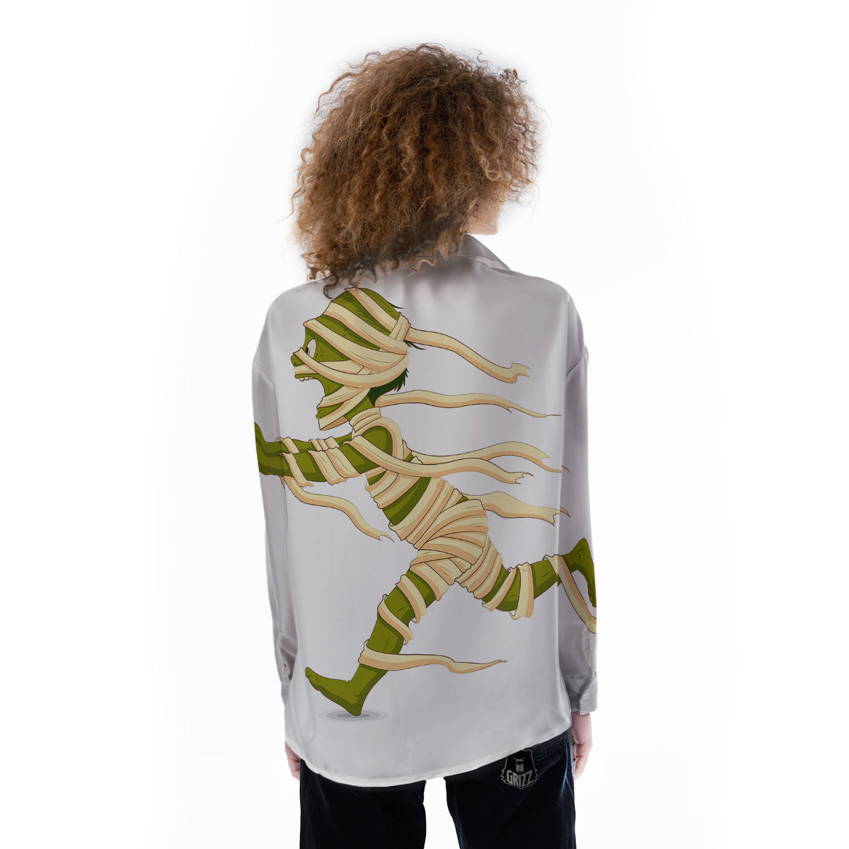 Mummy Running Print Women's Long Sleeve Shirts-grizzshop