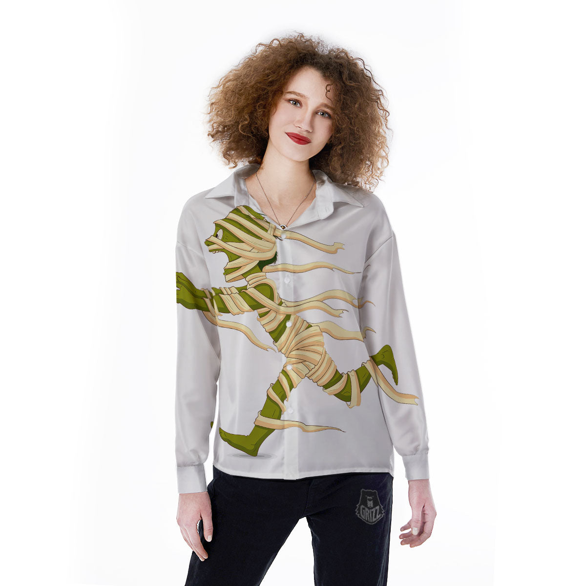 Mummy Running Print Women's Long Sleeve Shirts-grizzshop