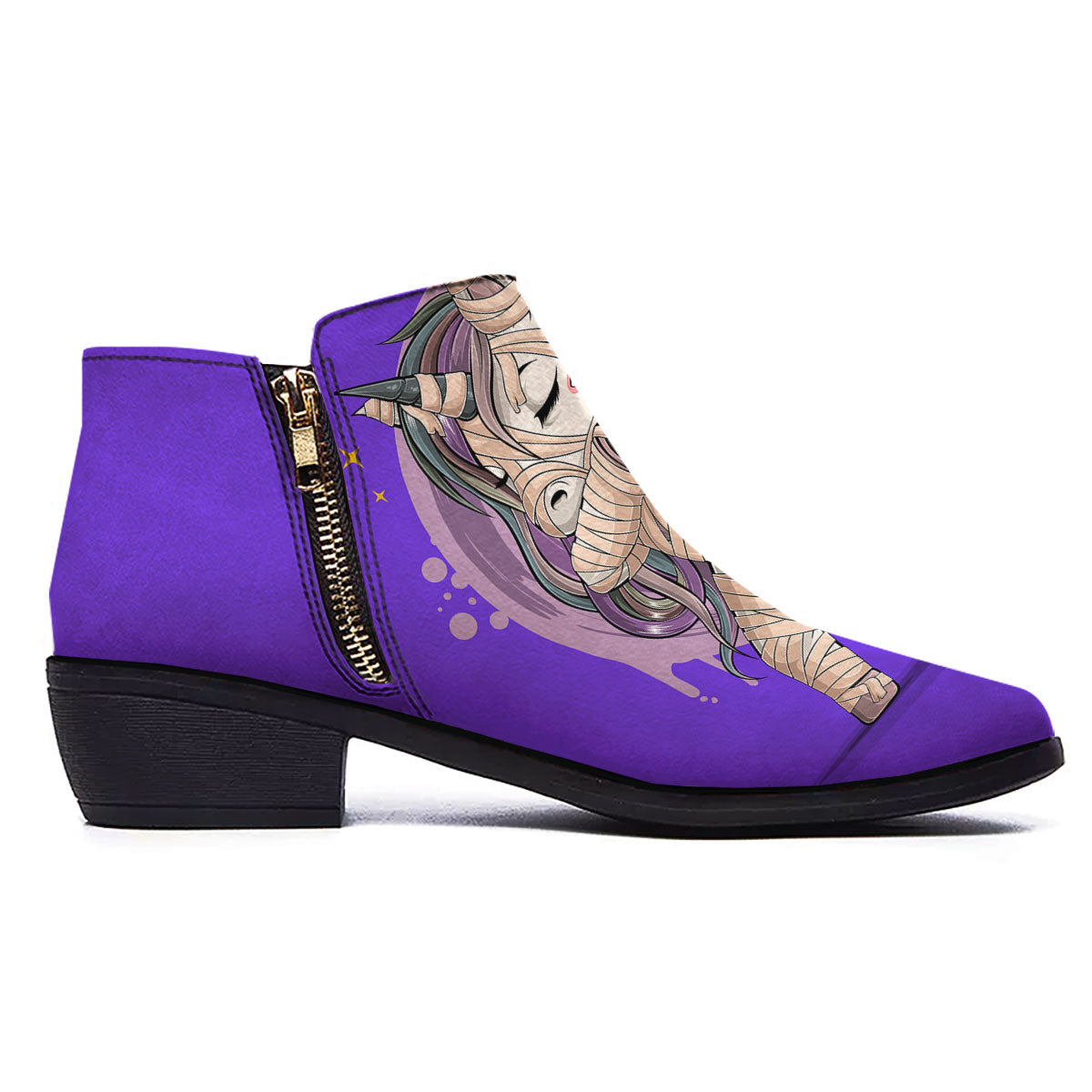 Mummy Unicorn Dap Print Ankle Boots-grizzshop