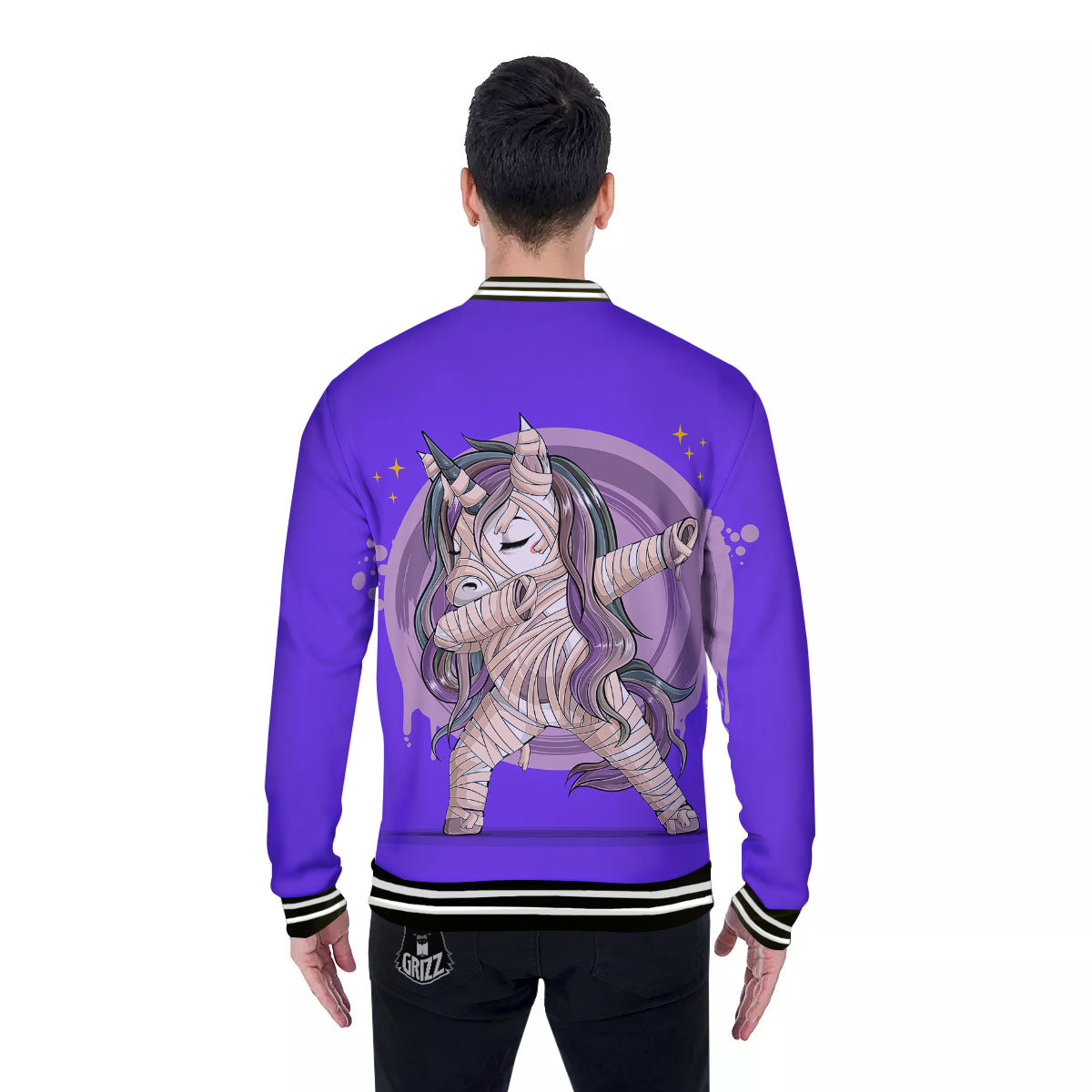Mummy Unicorn Dap Print Baseball Jacket-grizzshop