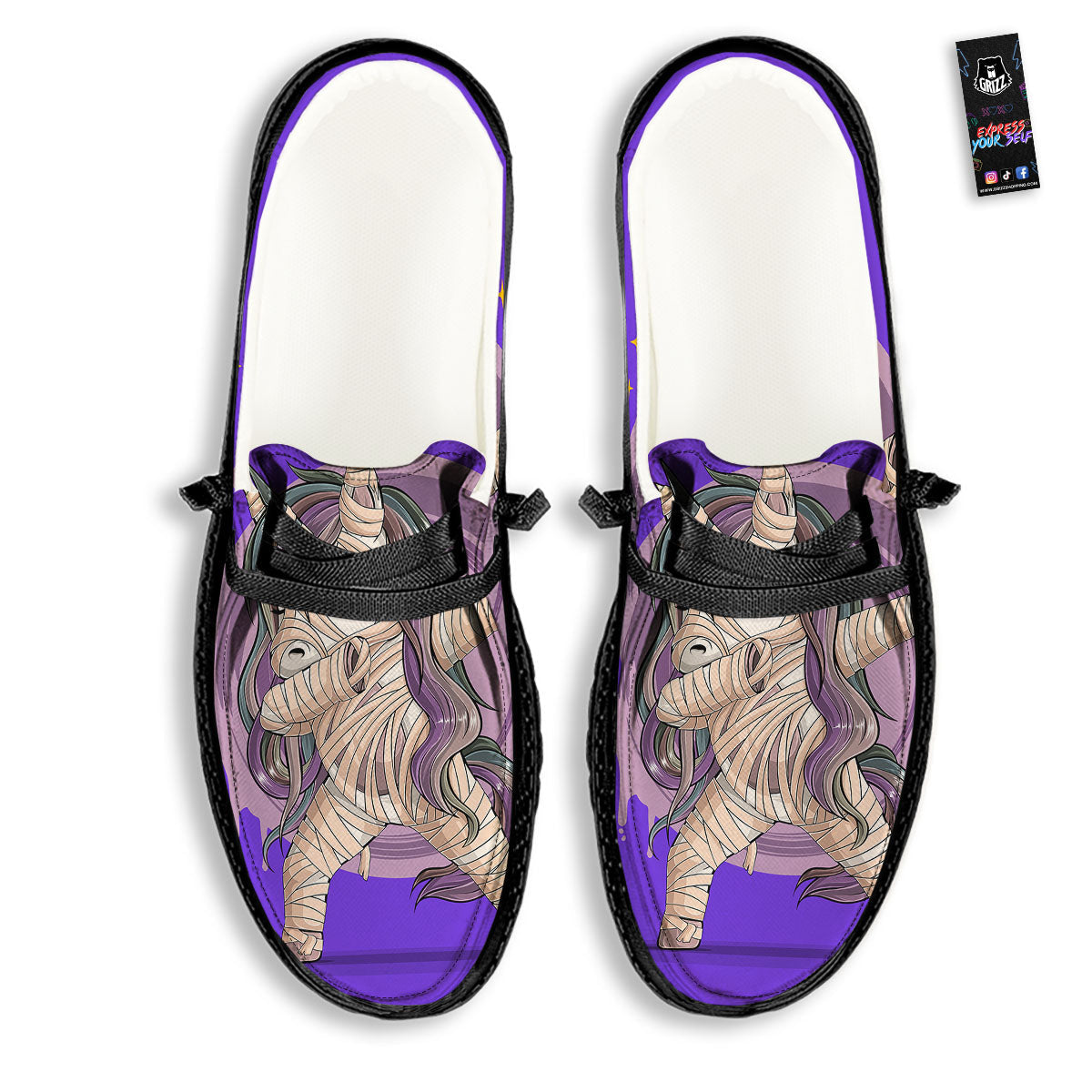 Mummy Unicorn Dap Print Black Loafers-grizzshop