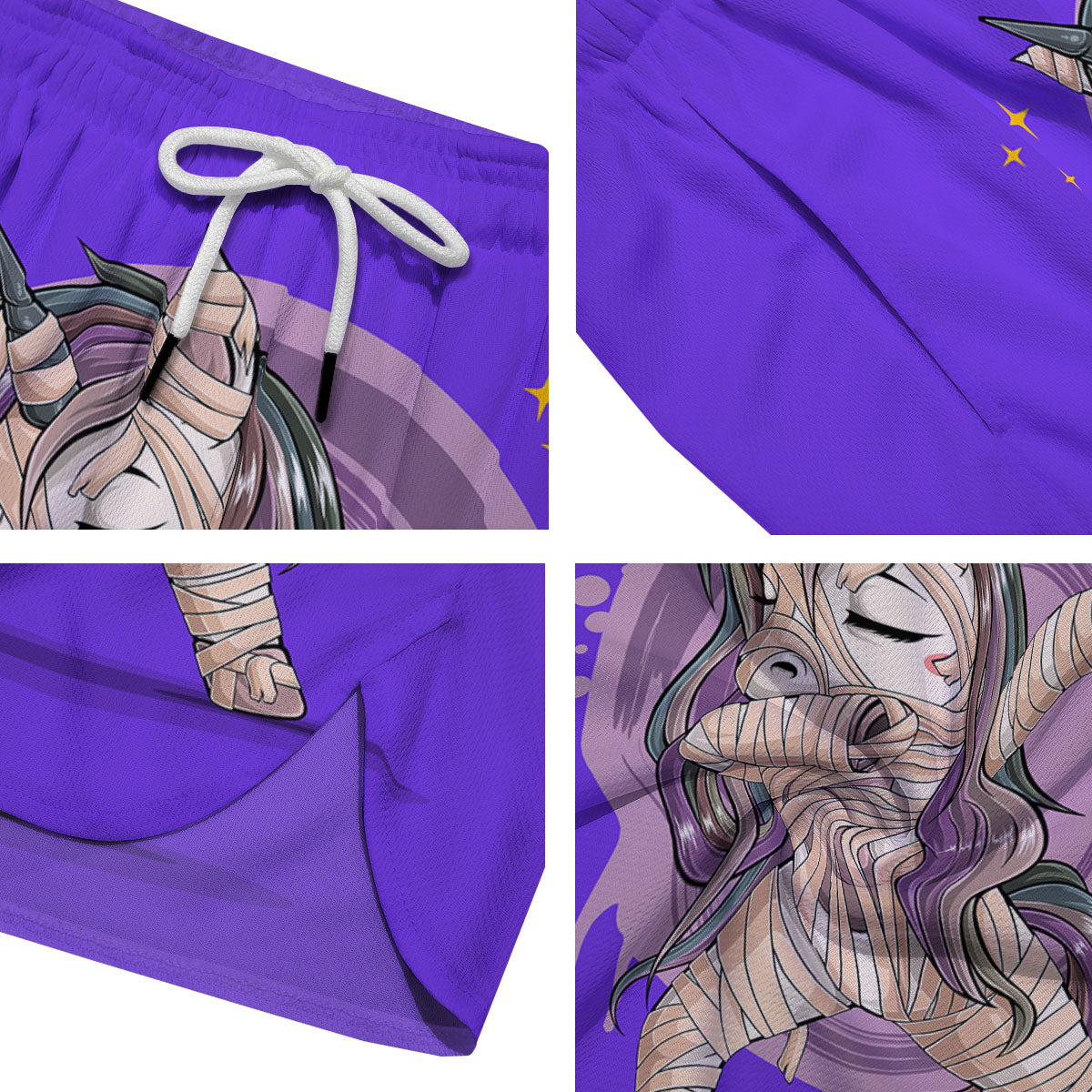 Mummy Unicorn Dap Print Men's Running Shorts-grizzshop