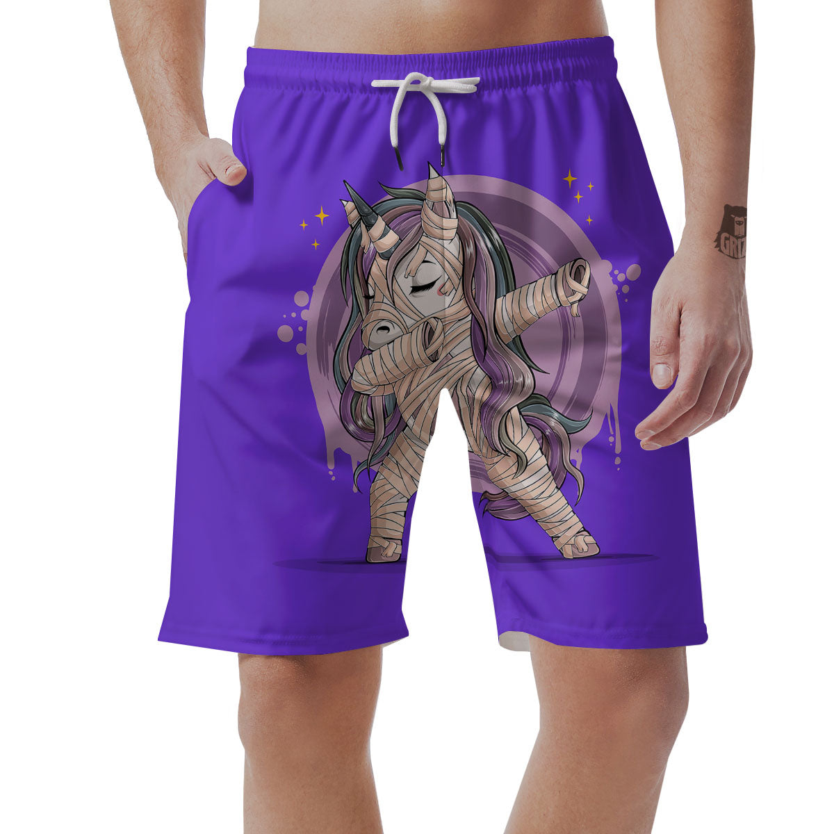 Mummy Unicorn Dap Print Men's Shorts-grizzshop
