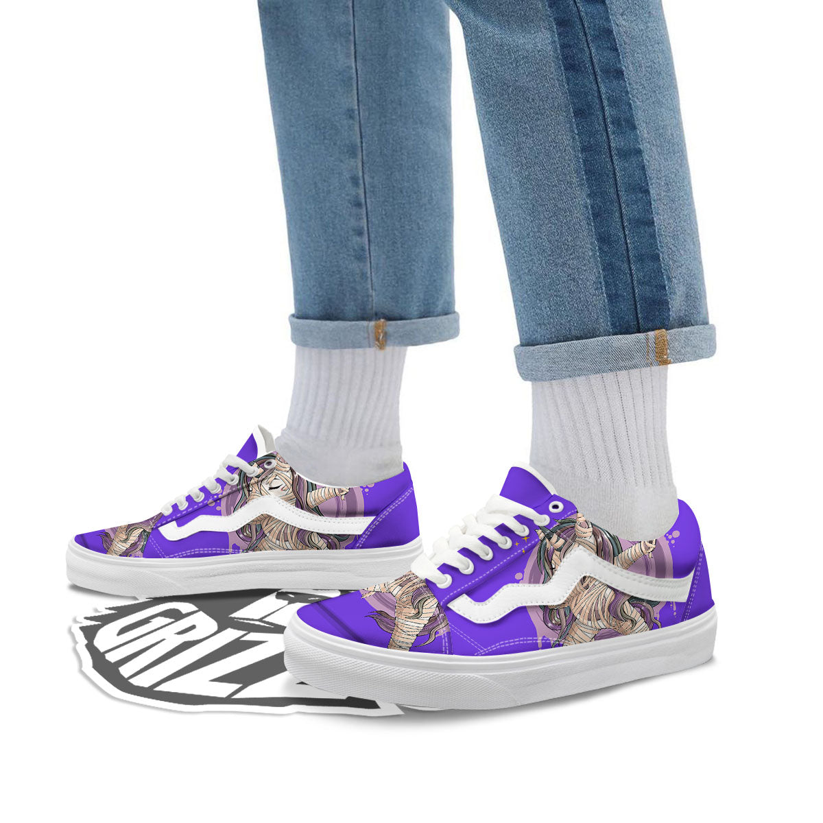 Mummy Unicorn Dap Print Skate Shoes-grizzshop