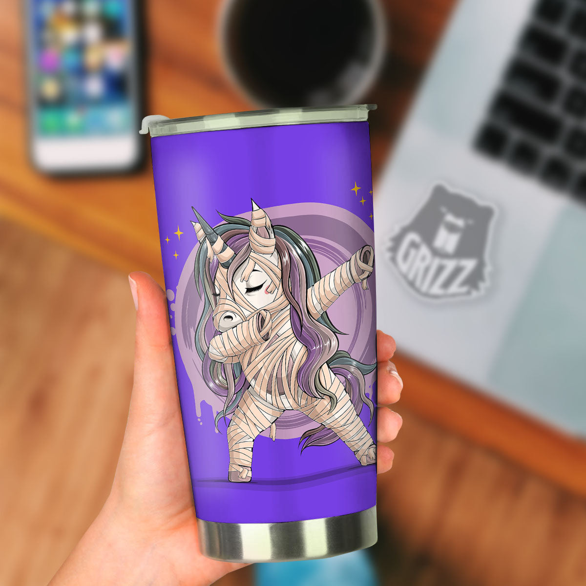 Mummy Unicorn Dap Print Tumbler-grizzshop