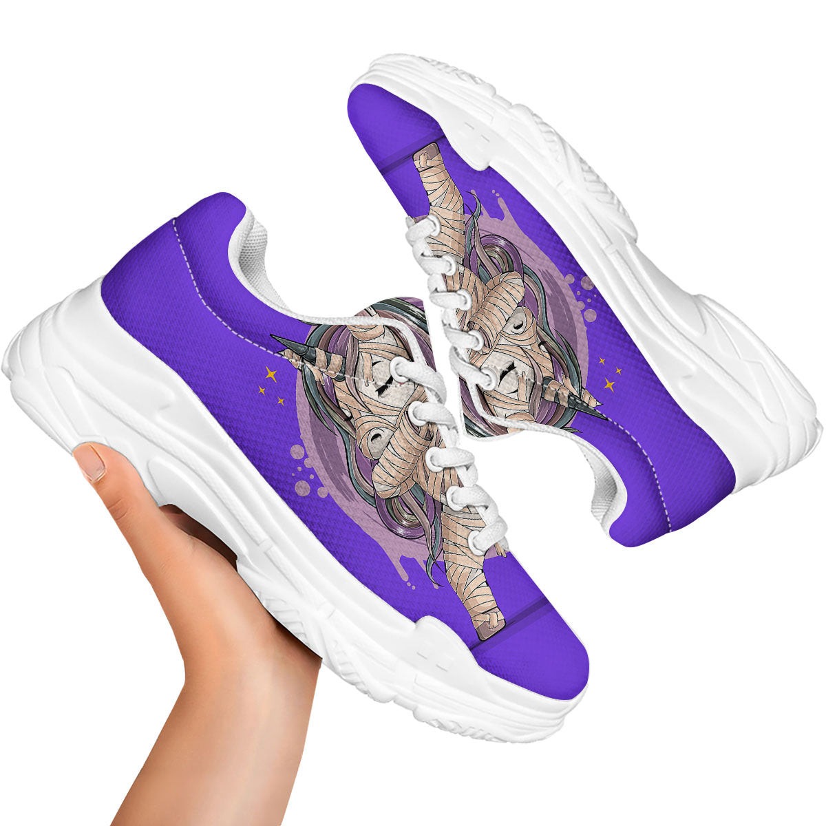 Mummy Unicorn Dap Print White Chunky Shoes-grizzshop