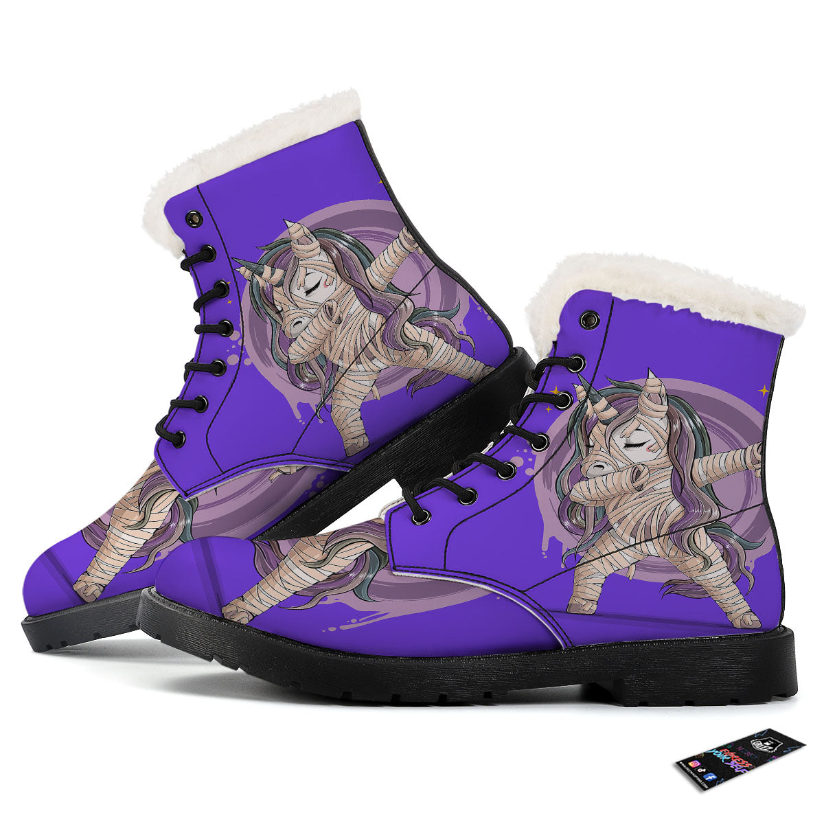 Mummy Unicorn Dap Print Winter Boots-grizzshop