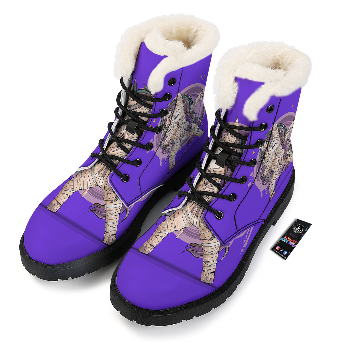 Mummy Unicorn Dap Print Winter Boots-grizzshop
