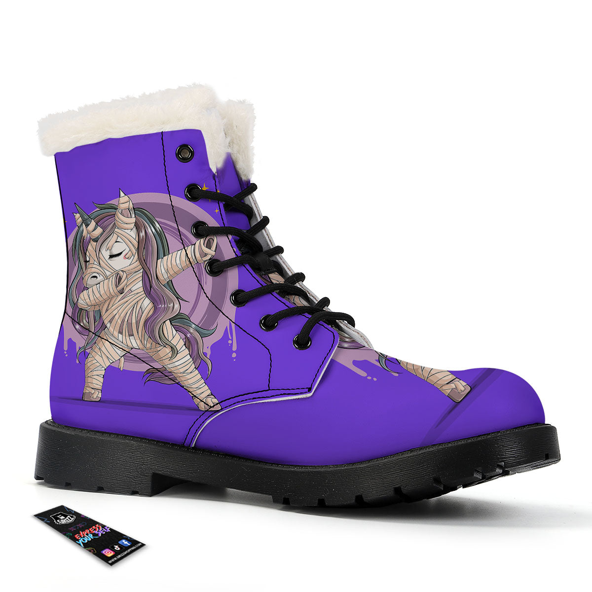 Mummy Unicorn Dap Print Winter Boots-grizzshop