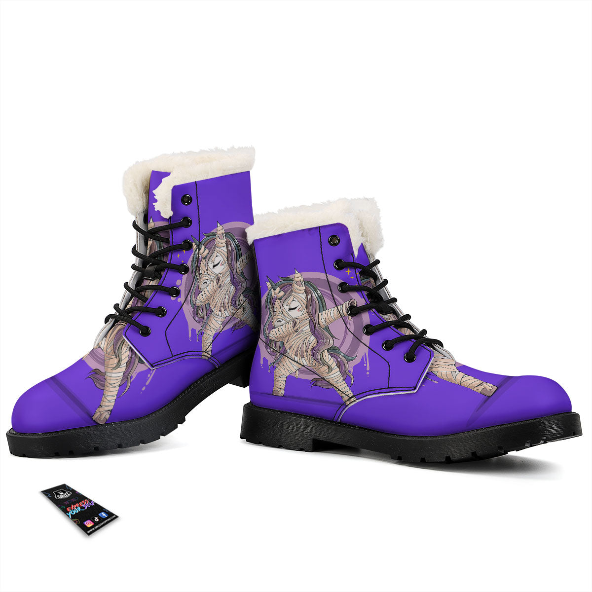 Mummy Unicorn Dap Print Winter Boots-grizzshop