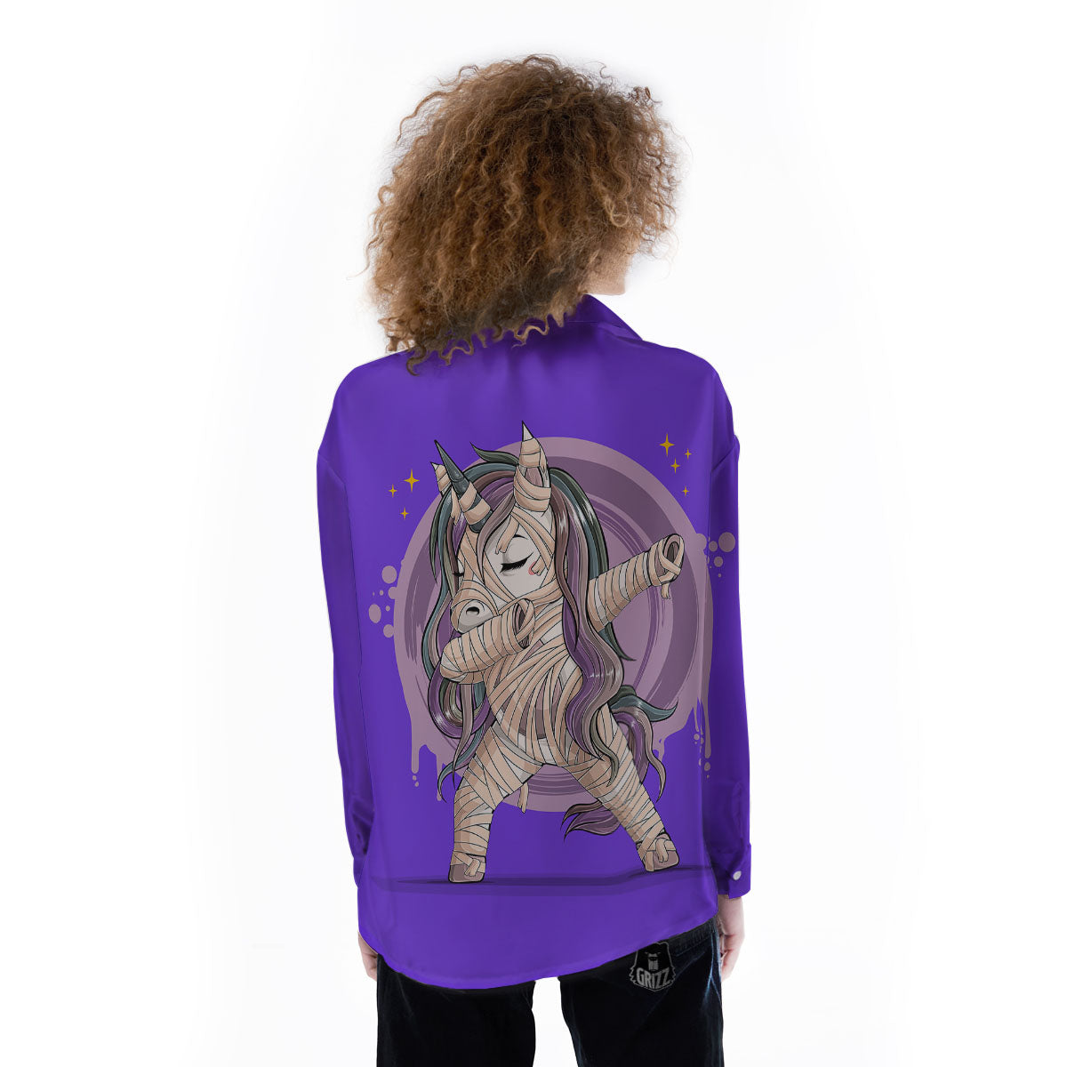 Mummy Unicorn Dap Print Women's Long Sleeve Shirts-grizzshop