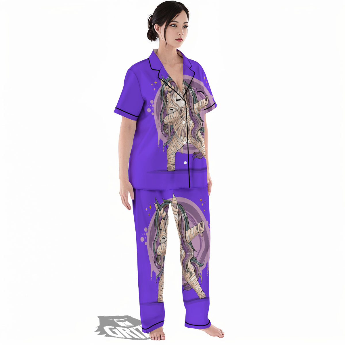 Mummy Unicorn Dap Print Women's Pajamas Set-grizzshop