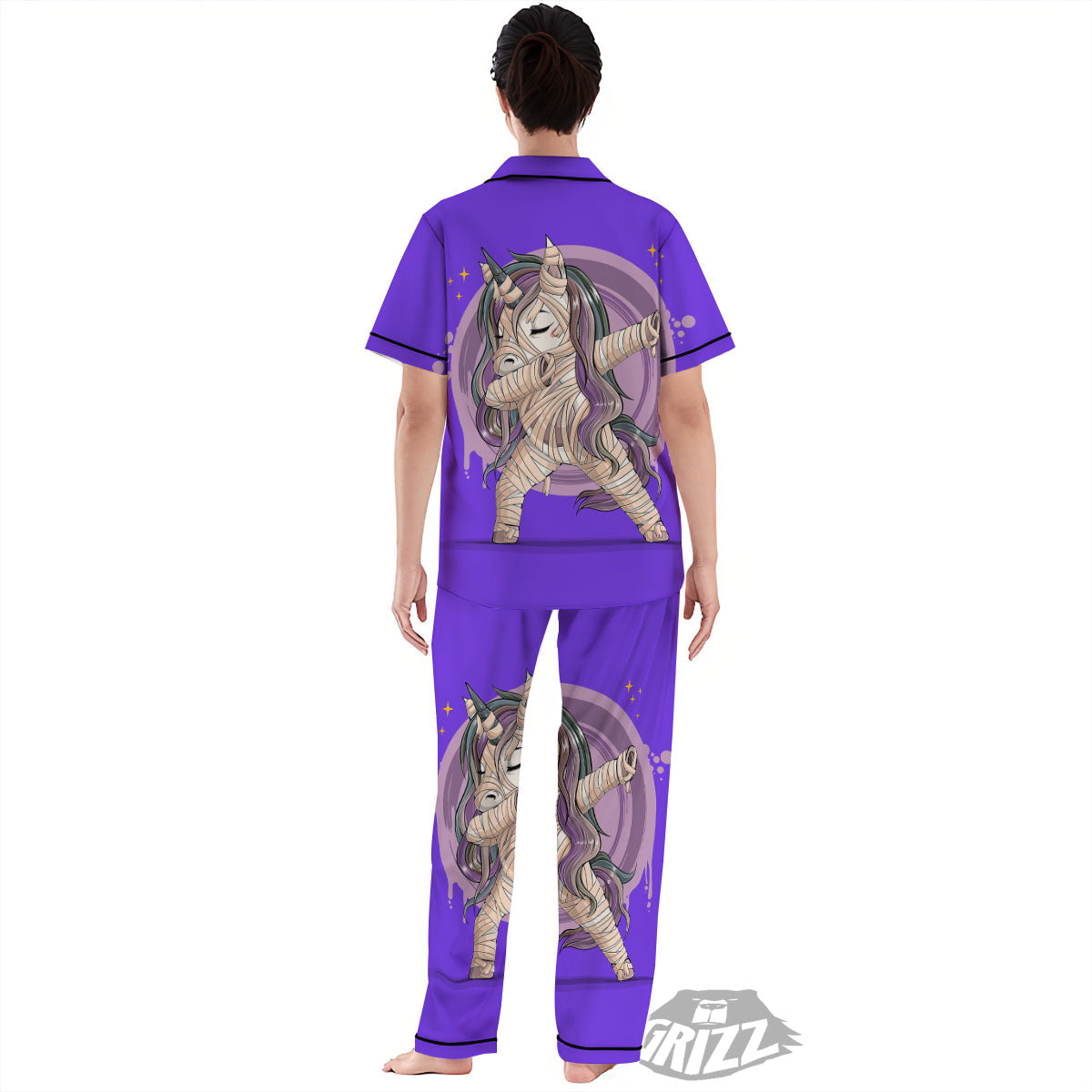 Mummy Unicorn Dap Print Women's Pajamas Set-grizzshop